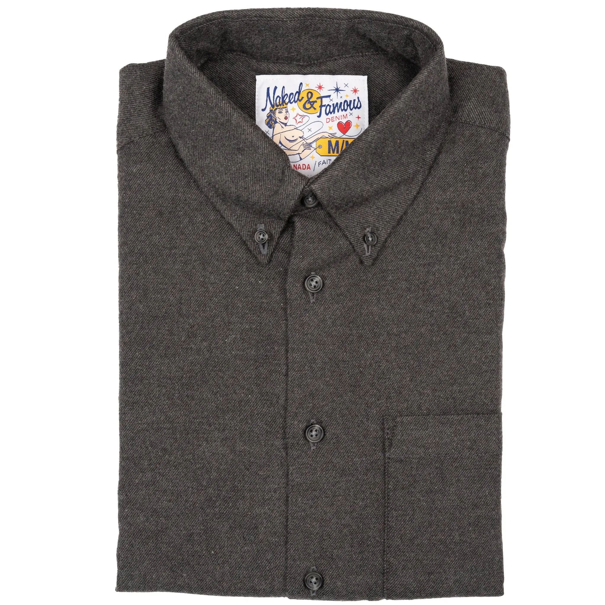 Easy Shirt - Yak Fiber Brushed Flannel - Charcoal sold by Tate + Yoko