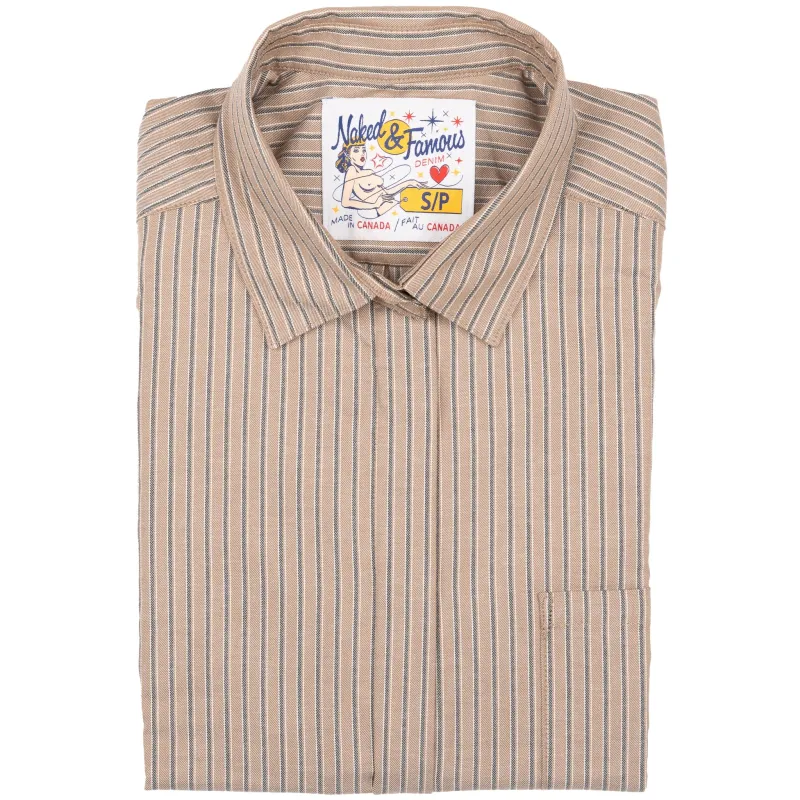 Roomy Shirt - Soft Finish Classic Stripe - Taupe sold by Tate + Yoko