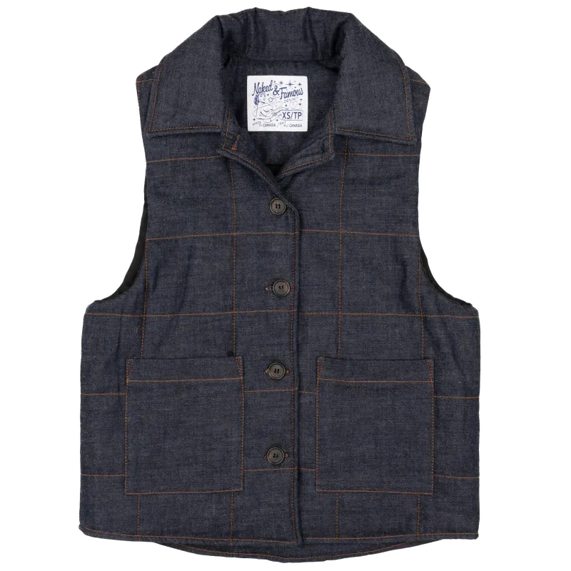 Quilted Vest - Slub Nep Rinsed - Indigo sold by Tate + Yoko