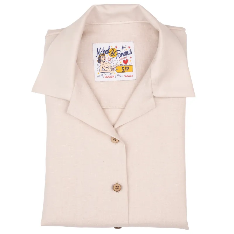 Camp Collar Shirt - French Linen Fine Canvas - Ecru made by Naked & Famous Denim