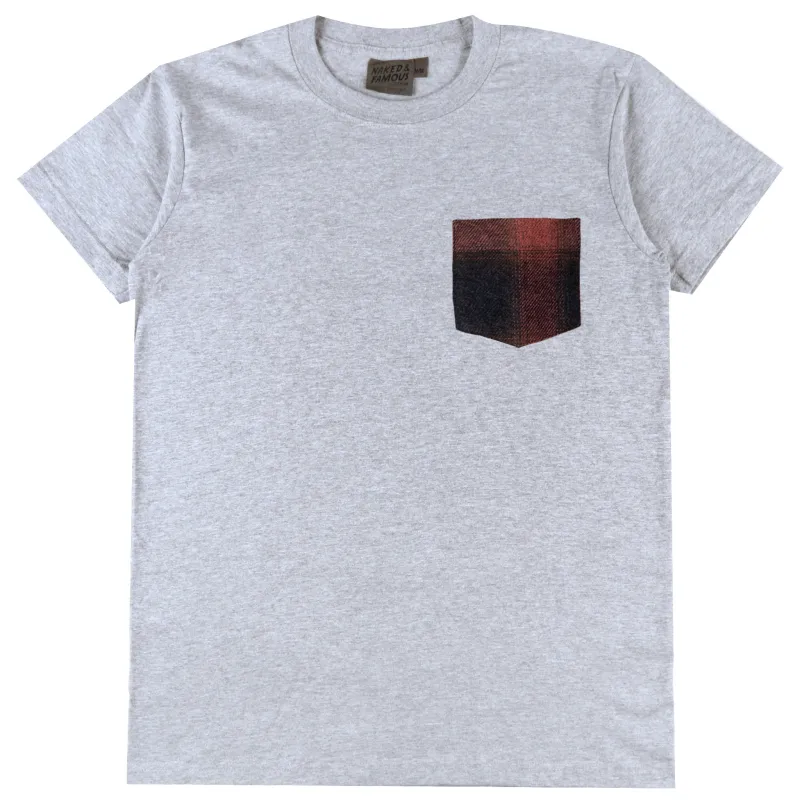 Pocket Tee - Heather Grey + Tweedy Cotton Vintage Brushed - Red sold by Tate + Yoko