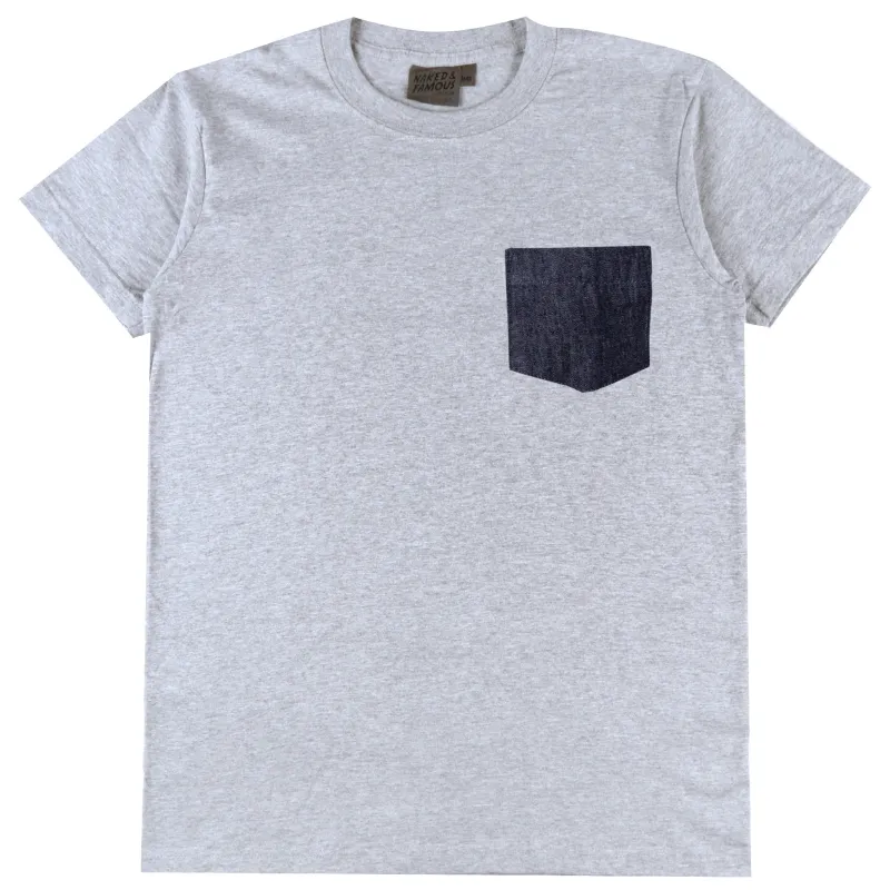 Pocket Tee - Heather Grey + Slub Nep Rinsed Denim sold by Tate + Yoko