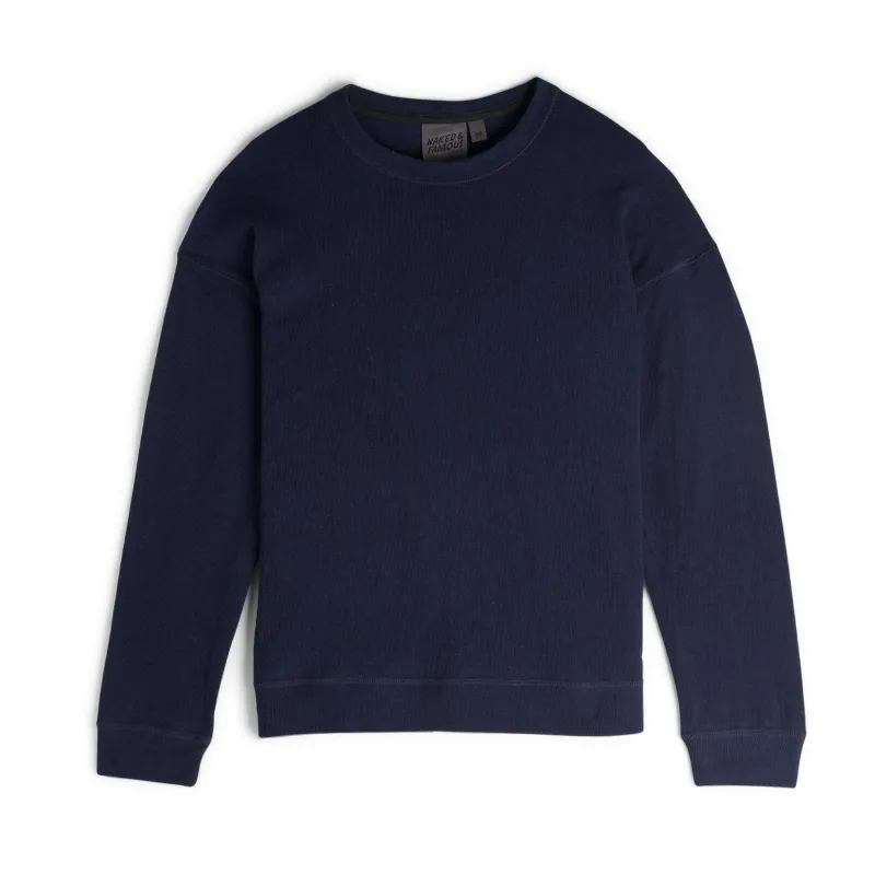 Women's Weekend Crew - Vintage Doubleface - Navy made by Naked & Famous Denim