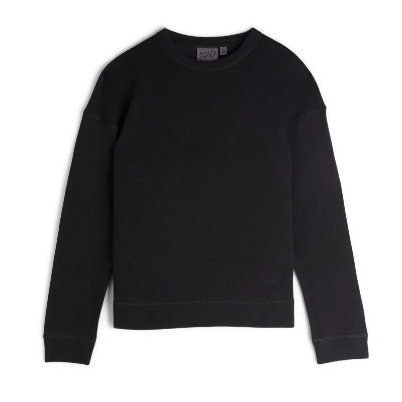 Women's - Weekend Crew - Vintage Doubleface - Black made by Naked & Famous Denim