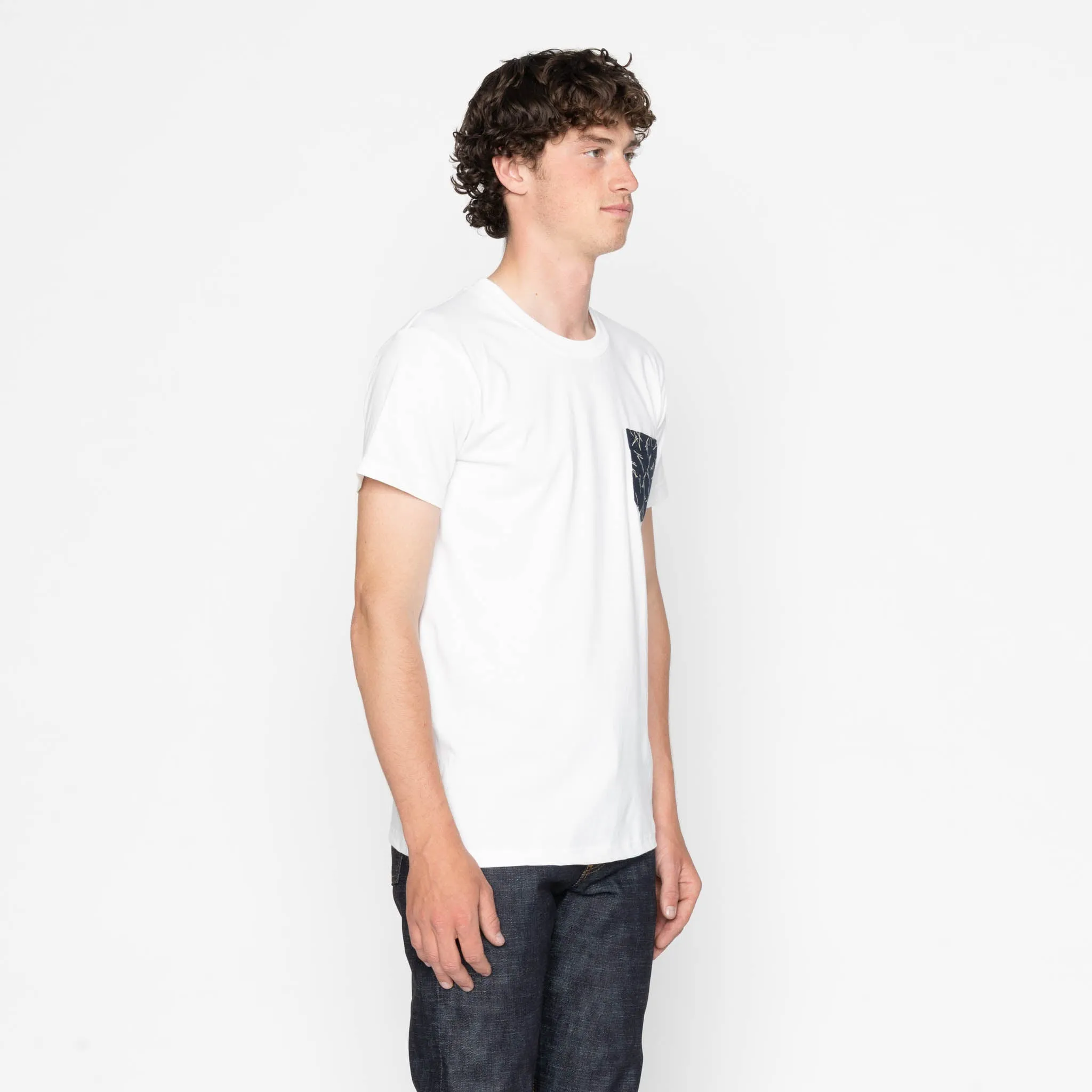 Pocket Tee - White + Matsuba Pines Needle - Indigo sold by Tate + Yoko product image thumbnail 3