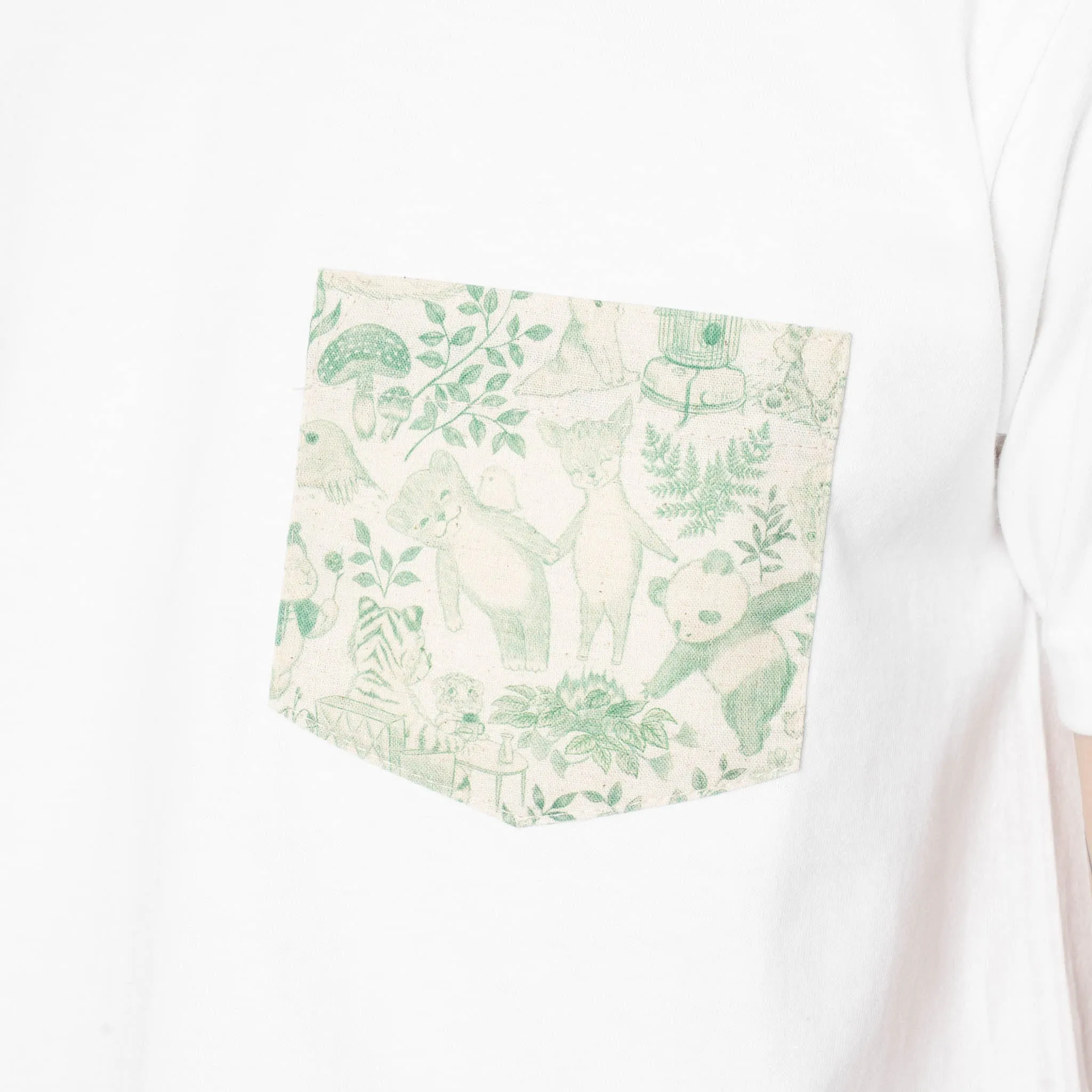 Pocket Tee - White + Linen Animals - Green sold by Tate + Yoko product image thumbnail 5
