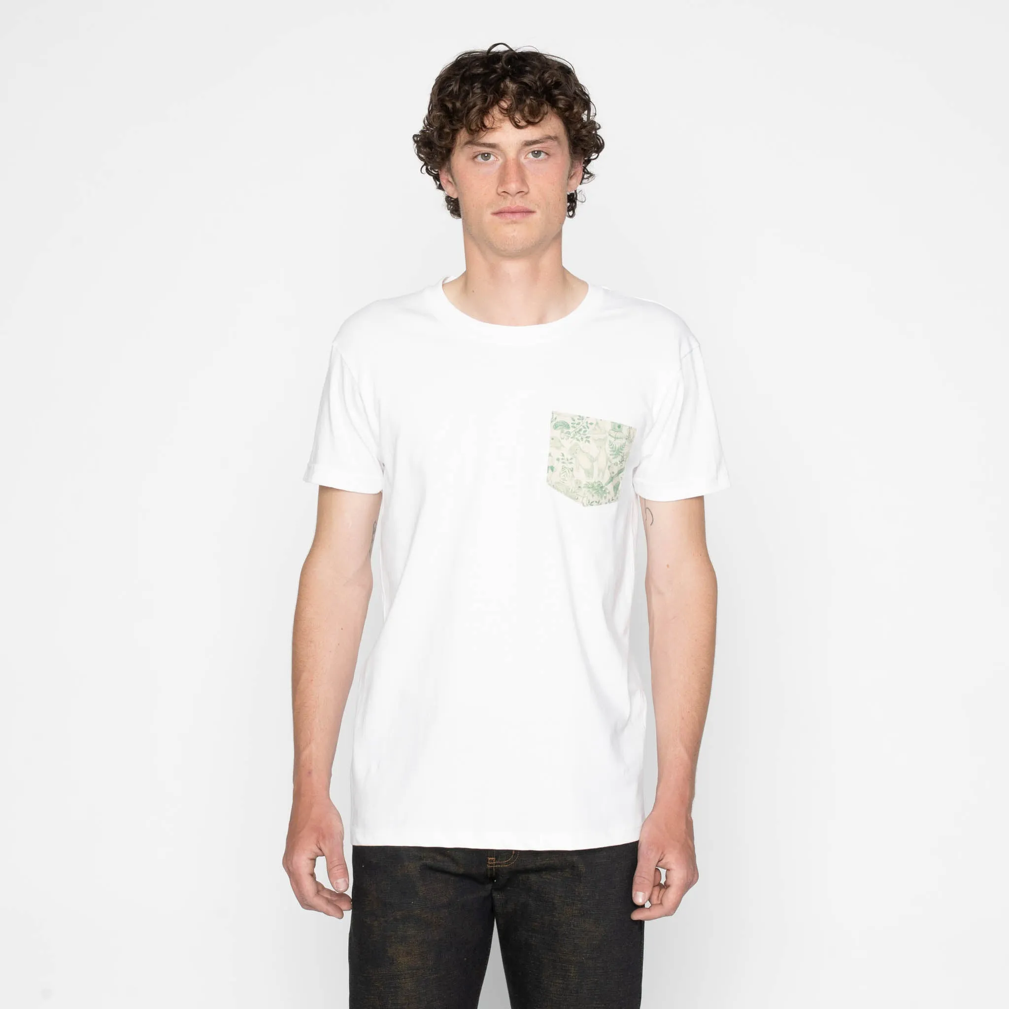 Pocket Tee - White + Linen Animals - Green sold by Tate + Yoko product image thumbnail 2