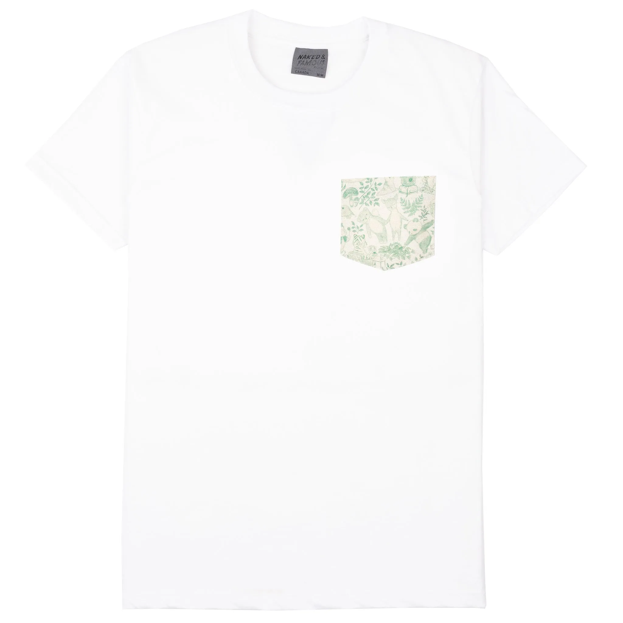 Pocket Tee - White + Linen Animals - Green sold by Tate + Yoko