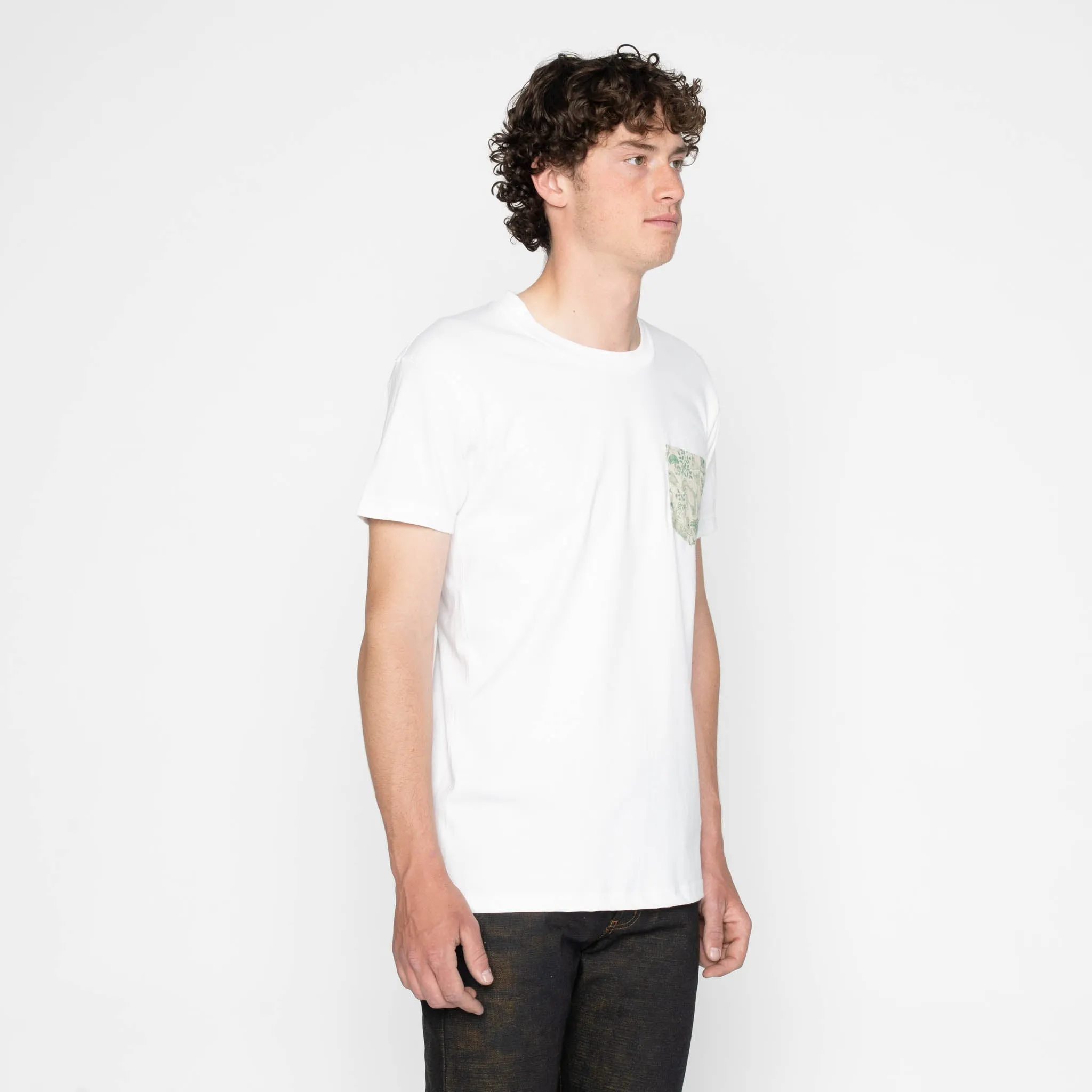 Pocket Tee - White + Linen Animals - Green sold by Tate + Yoko product image thumbnail 3
