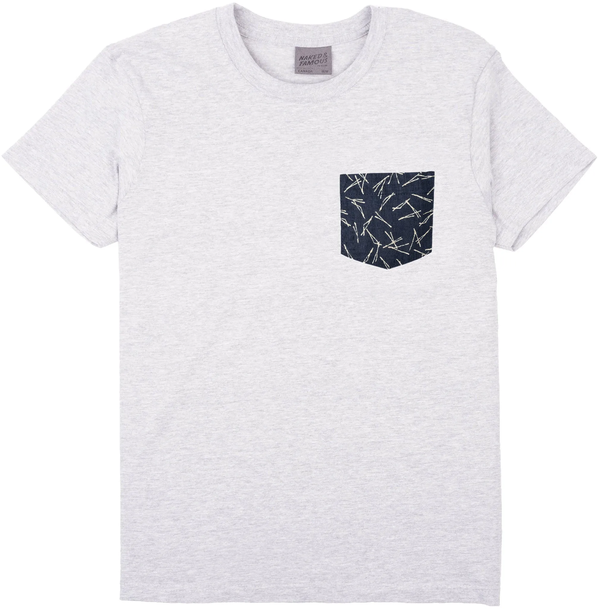 Pocket Tee - Heather Grey + Matsuba Pine Needles - Indigo sold by Tate + Yoko