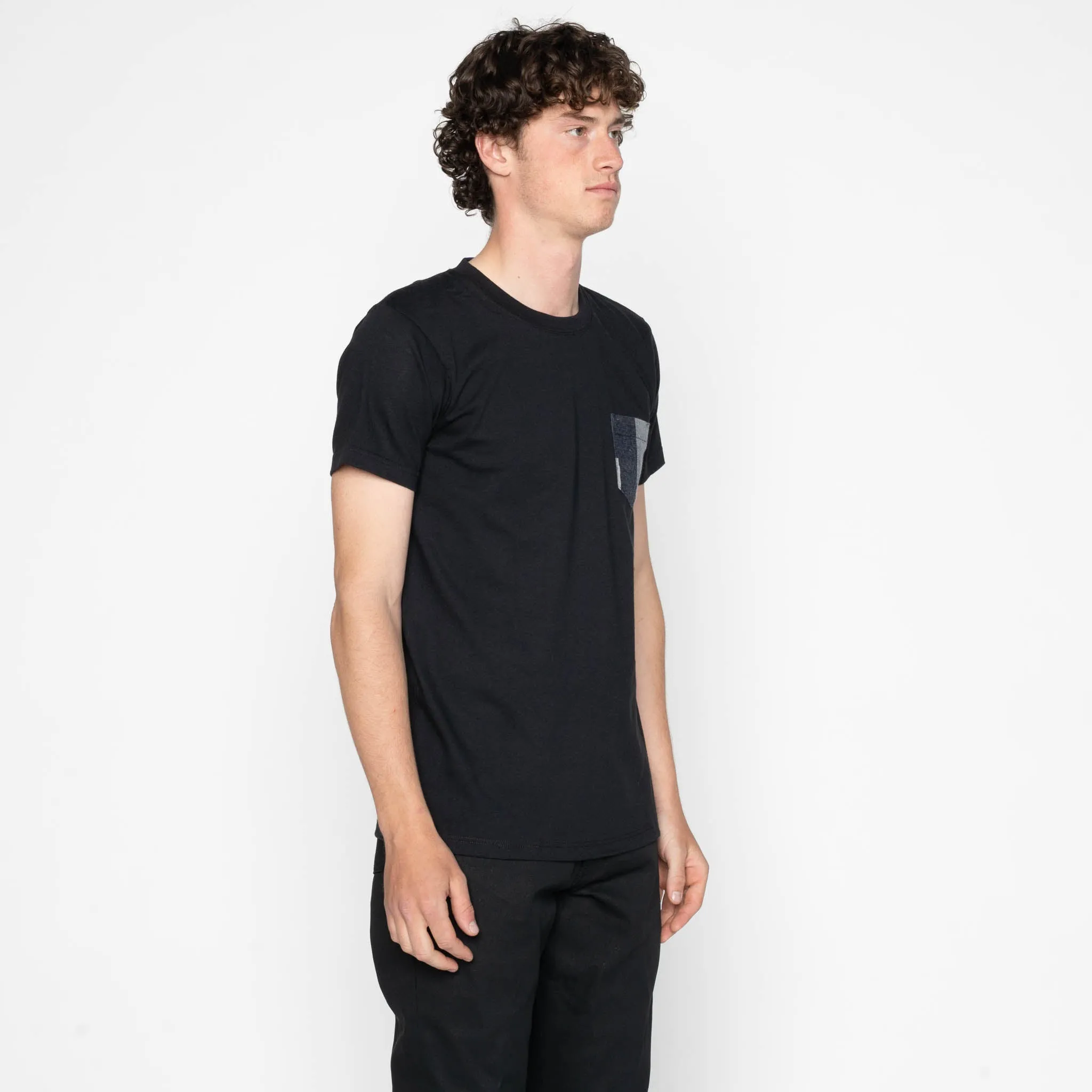 Pocket Tee - Black + Indigo Jacquard - Indigo sold by Tate + Yoko product image thumbnail 3
