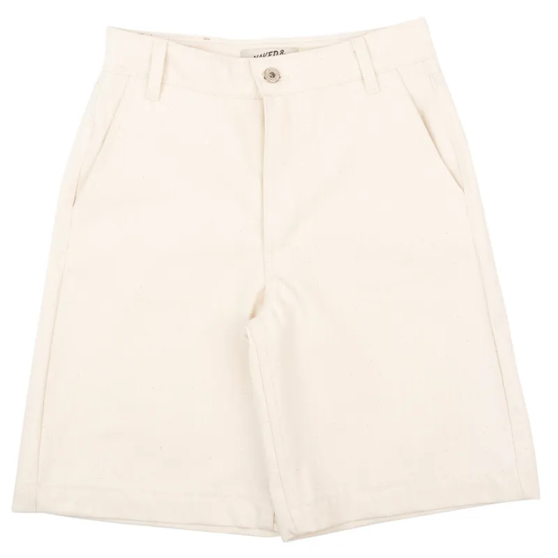 Andie Shorts - Hard Twist Organic Herringbone - Ecru made by Naked & Famous Denim
