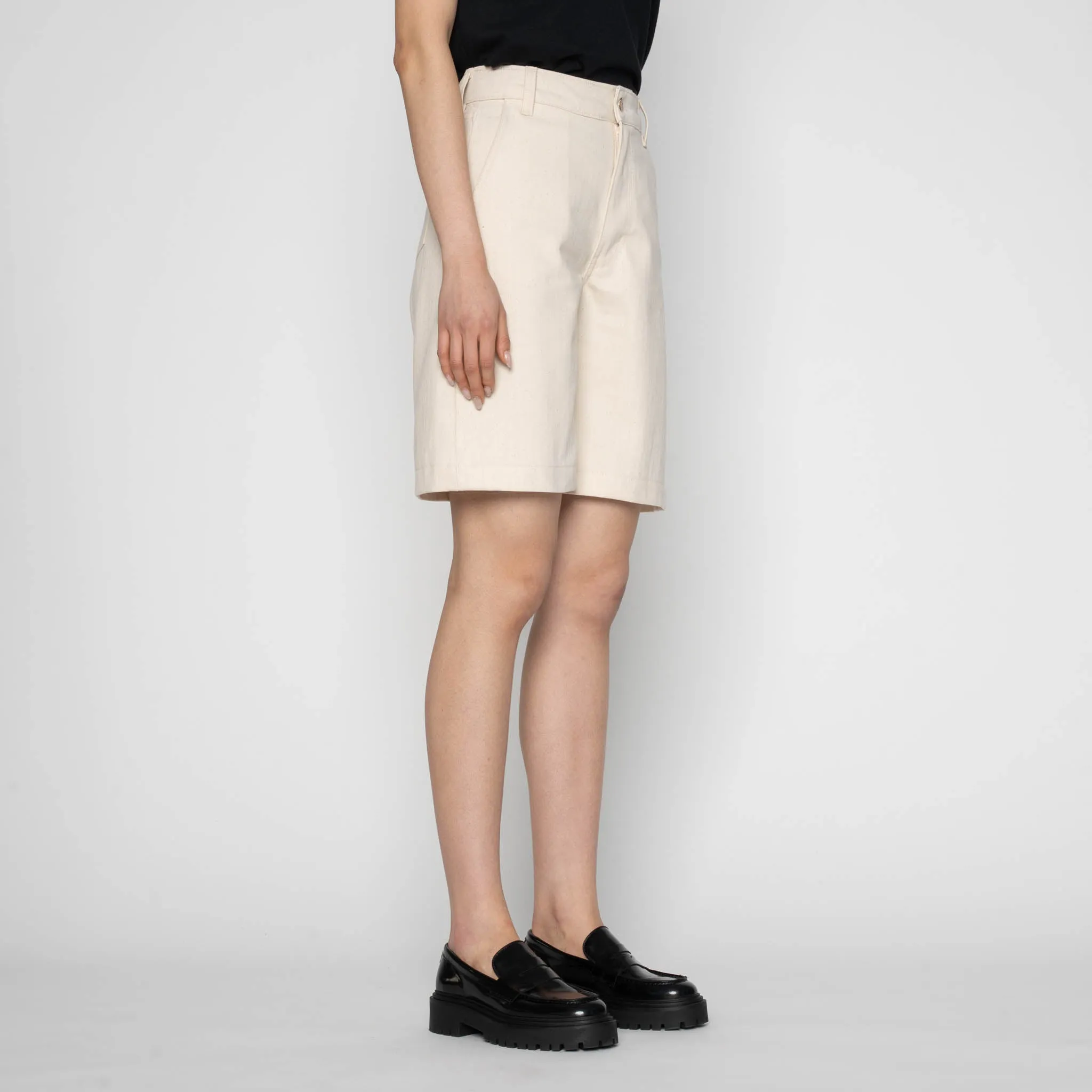 Andie Shorts - Hard Twist Organic Herringbone - Ecru sold by Tate + Yoko product image thumbnail 3