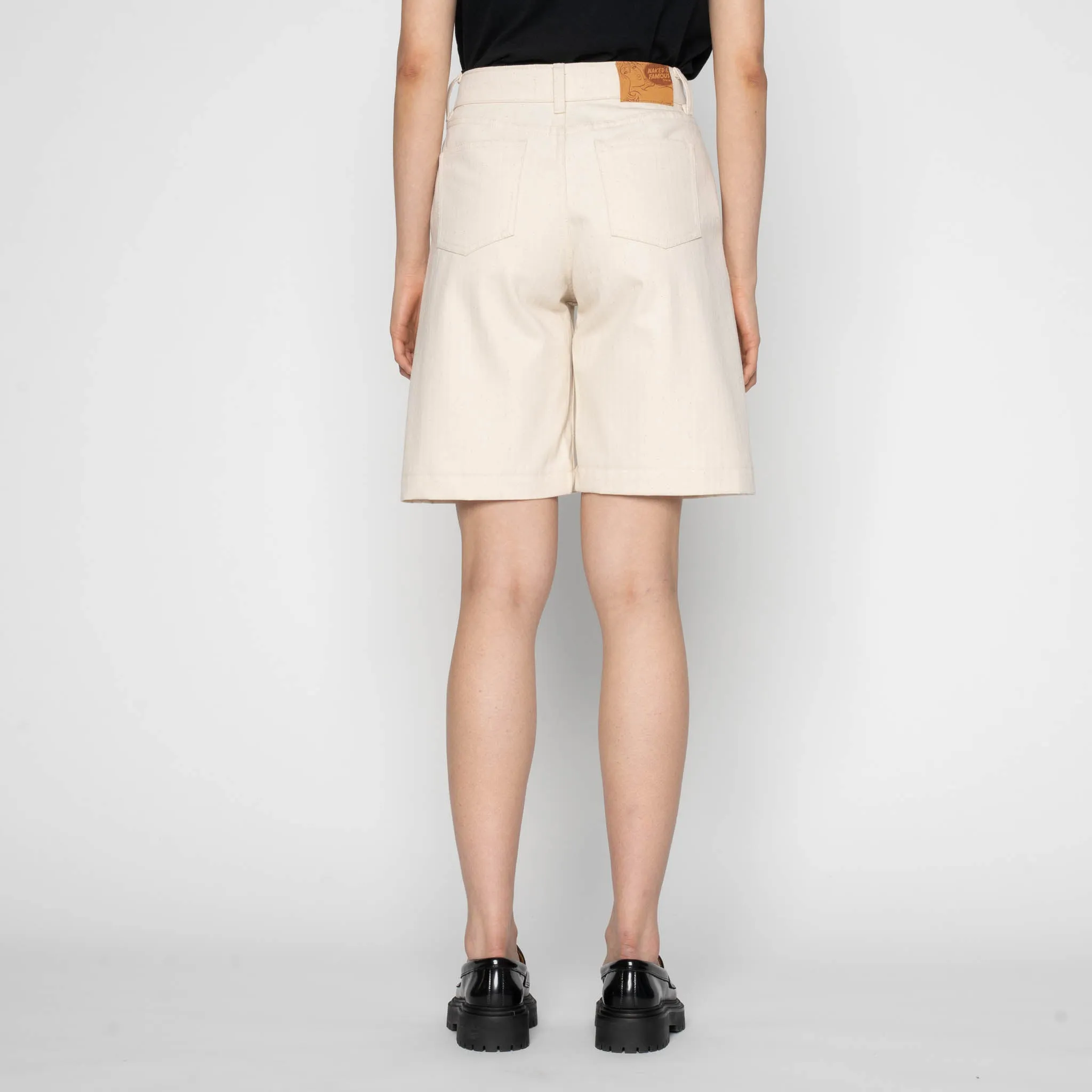 Andie Shorts - Hard Twist Organic Herringbone - Ecru sold by Tate + Yoko product image thumbnail 4