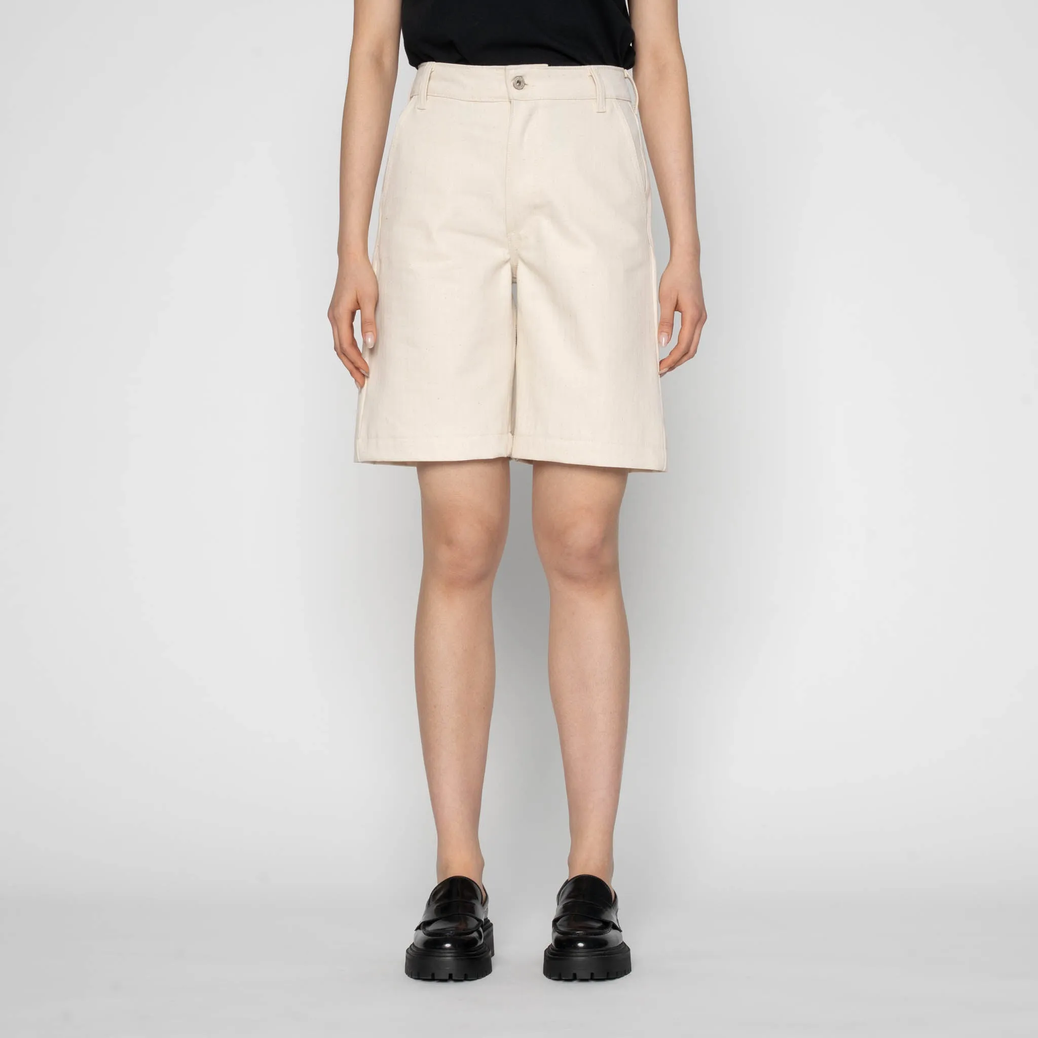 Andie Shorts - Hard Twist Organic Herringbone - Ecru sold by Tate + Yoko product image thumbnail 2