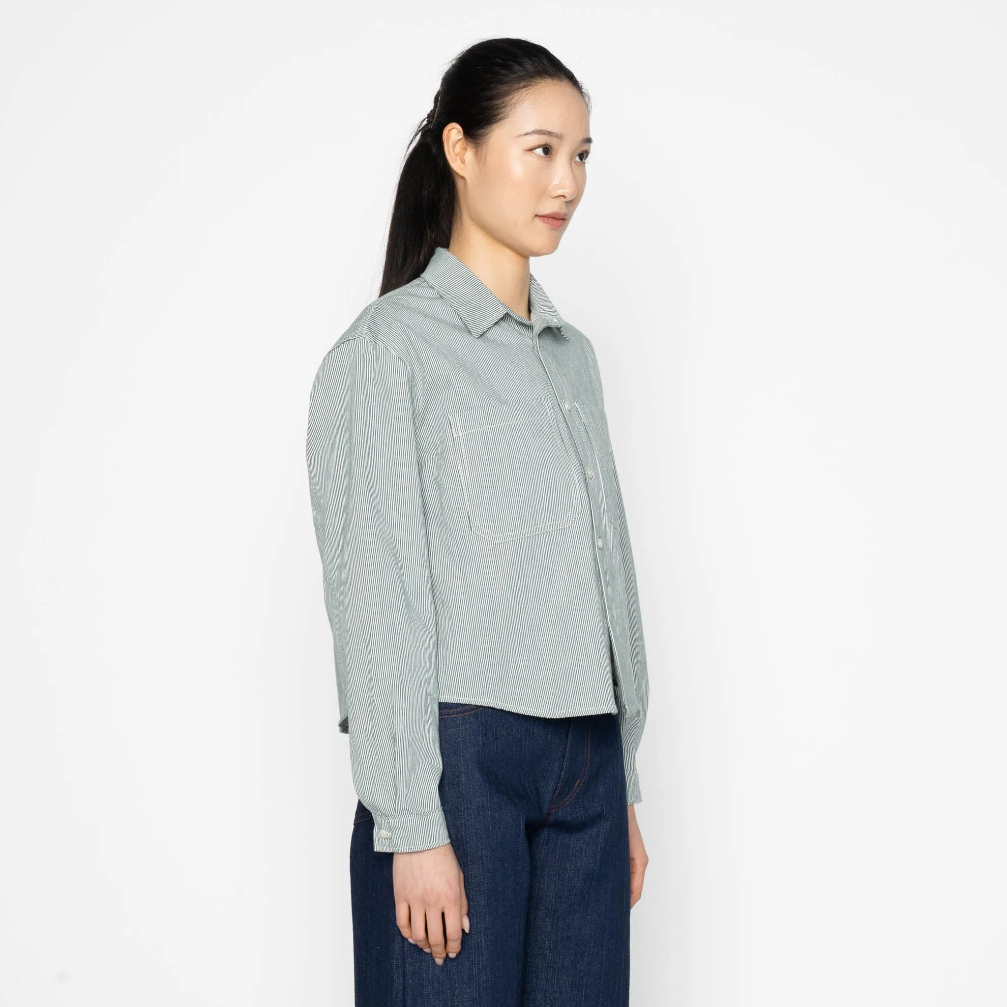 Princeton Shirt - Organic Hickory - Green sold by Tate + Yoko product image thumbnail 3