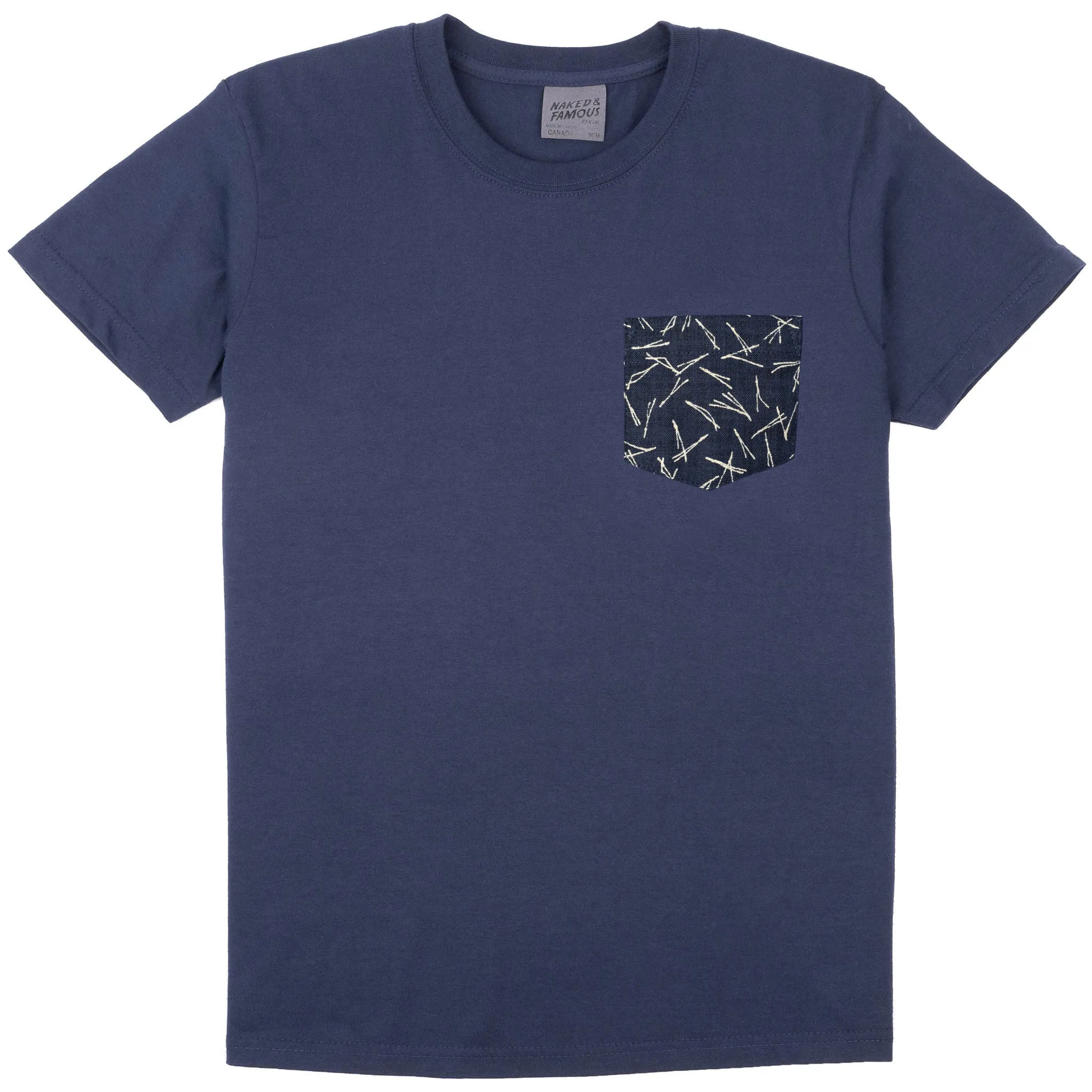 Pocket Tee - Navy + Matsuba Pine Needles - Indigo sold by Tate + Yoko