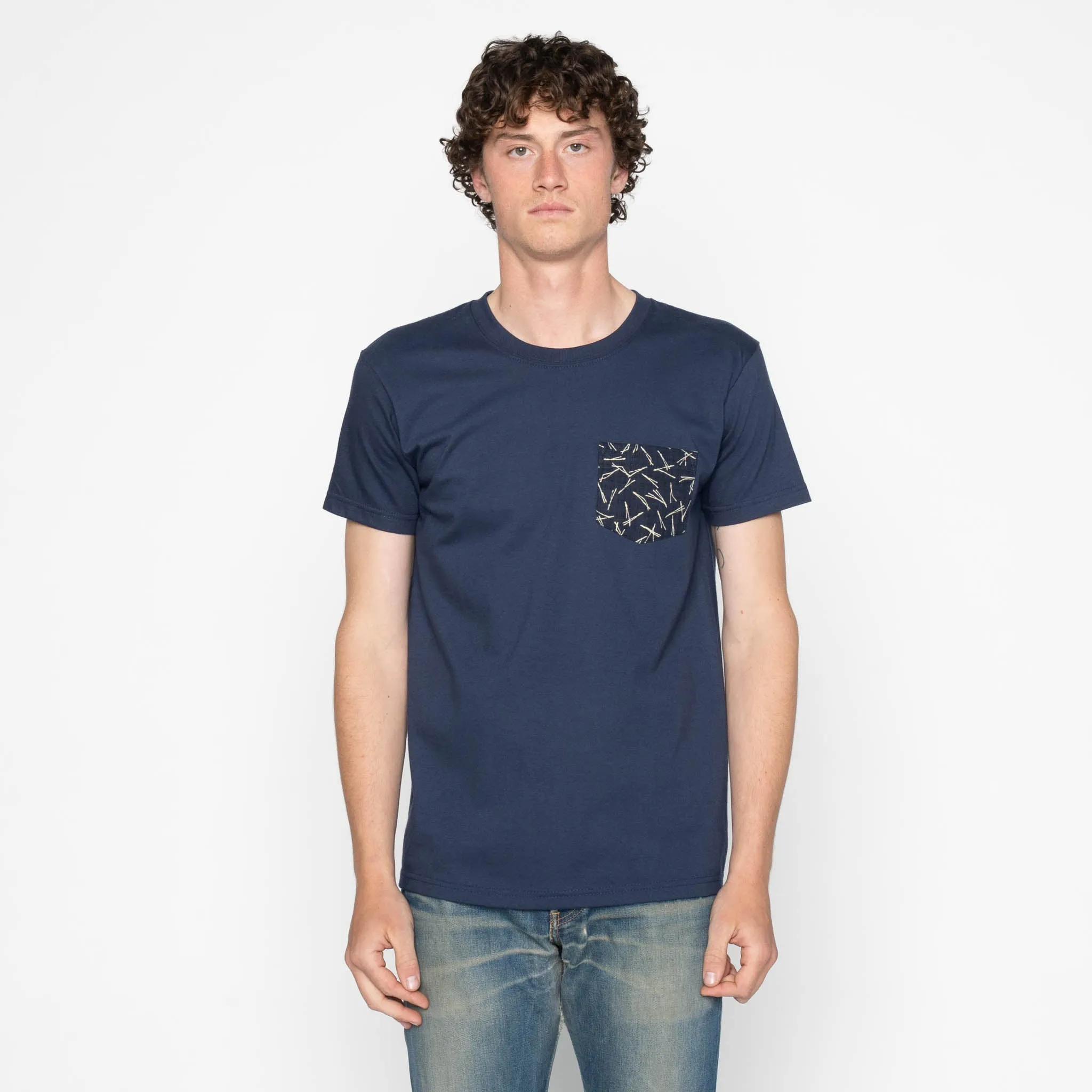 Pocket Tee - Navy + Matsuba Pine Needles - Indigo sold by Tate + Yoko product image thumbnail 2