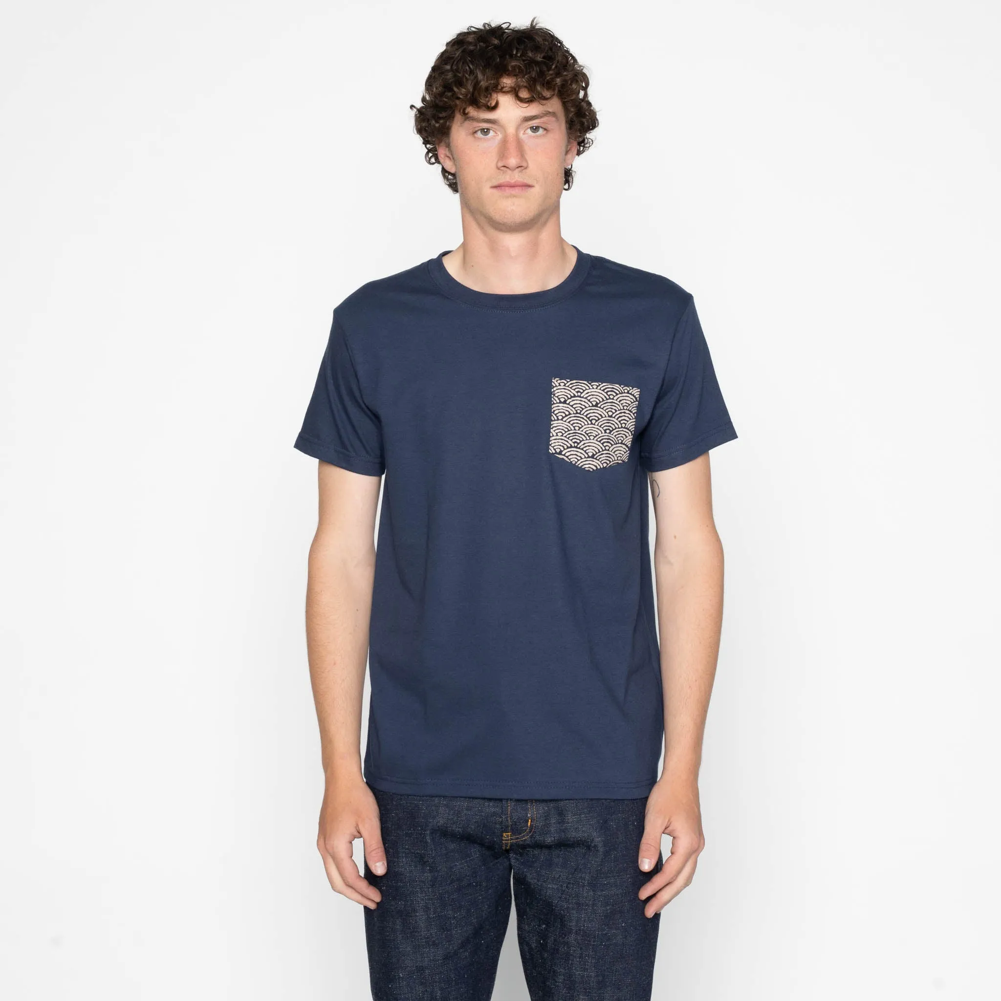 Pocket Tee - Navy + Seigaiha Waves - Indigo sold by Tate + Yoko product image thumbnail 2