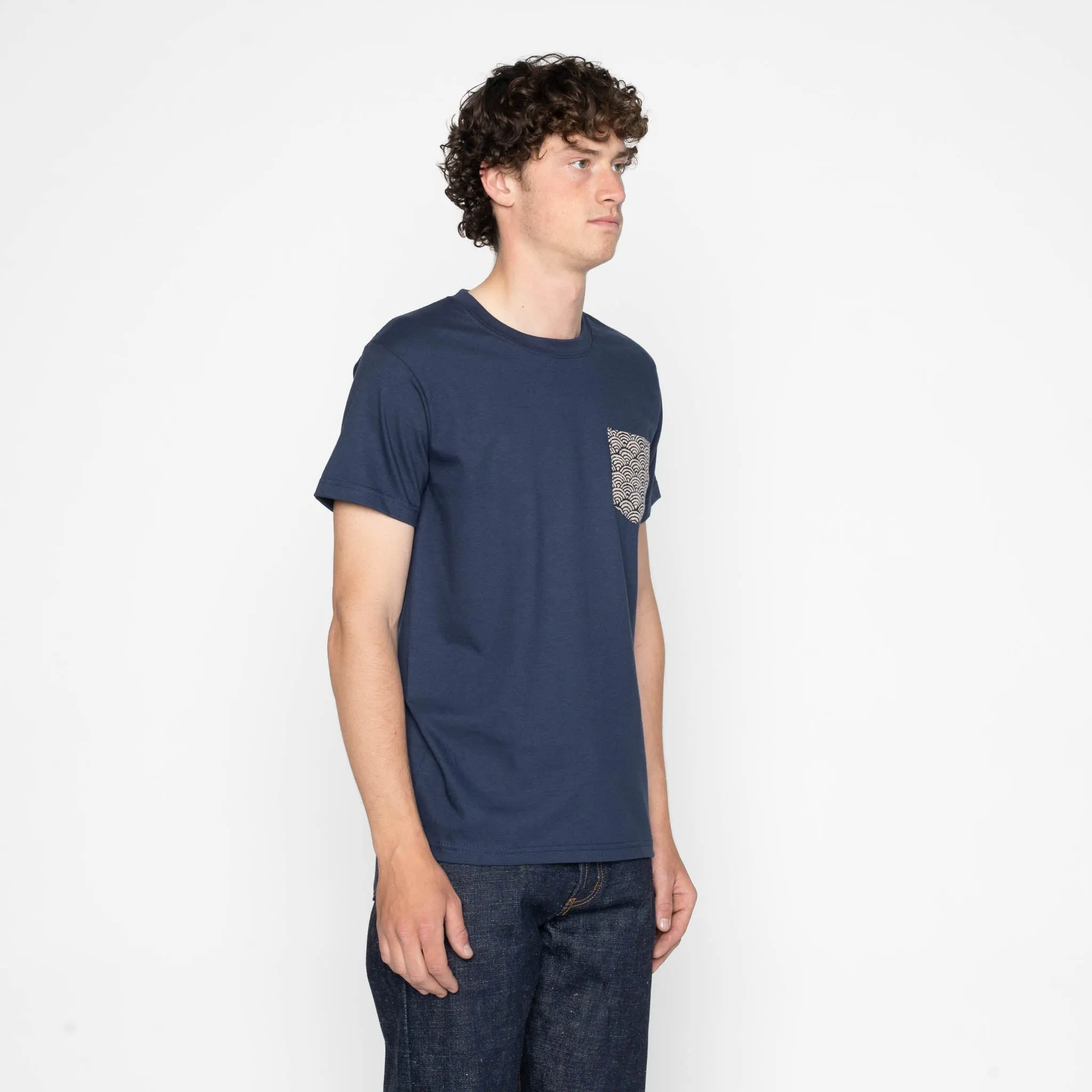 Pocket Tee - Navy + Seigaiha Waves - Indigo sold by Tate + Yoko product image thumbnail 3