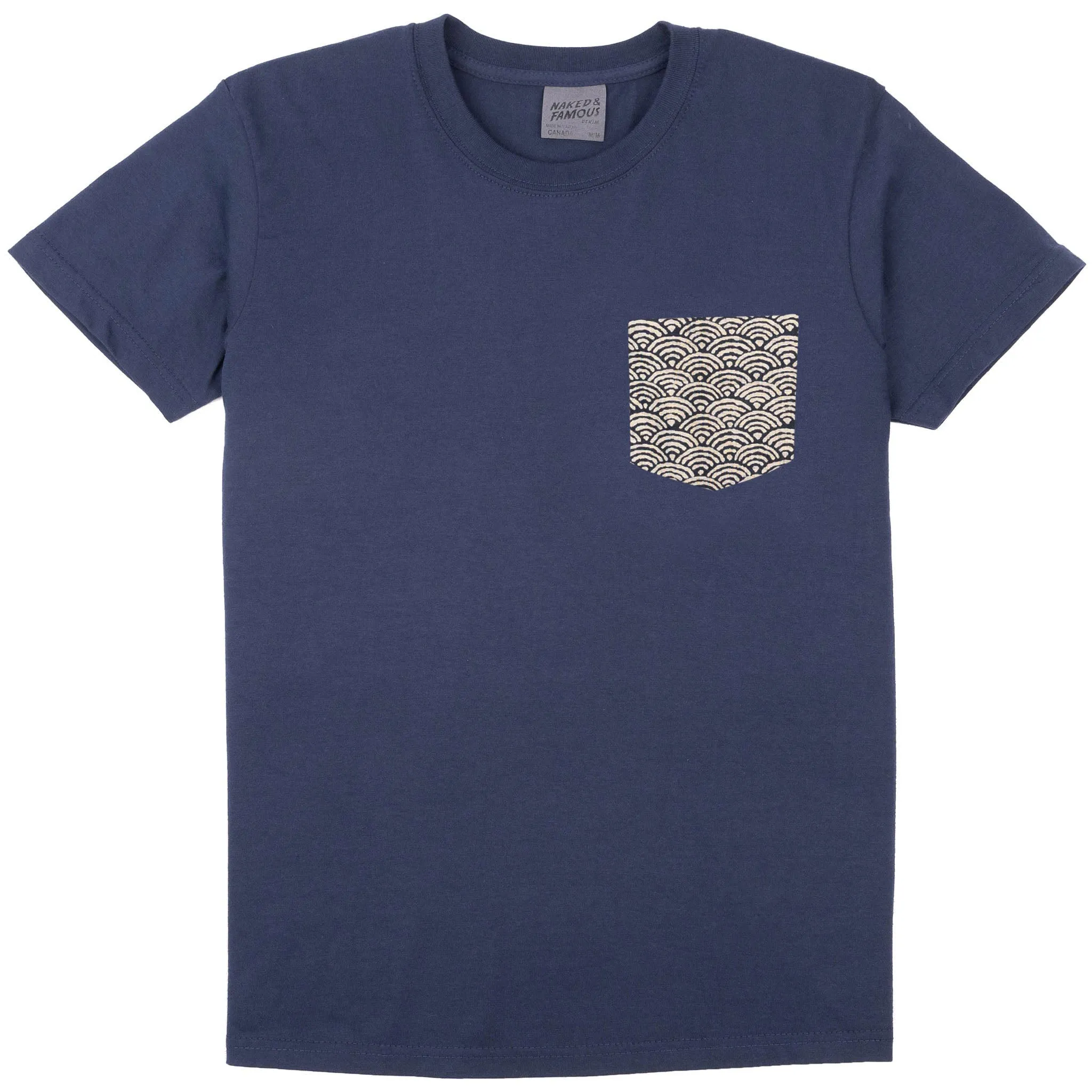 Pocket Tee - Navy + Seigaiha Waves - Indigo sold by Tate + Yoko