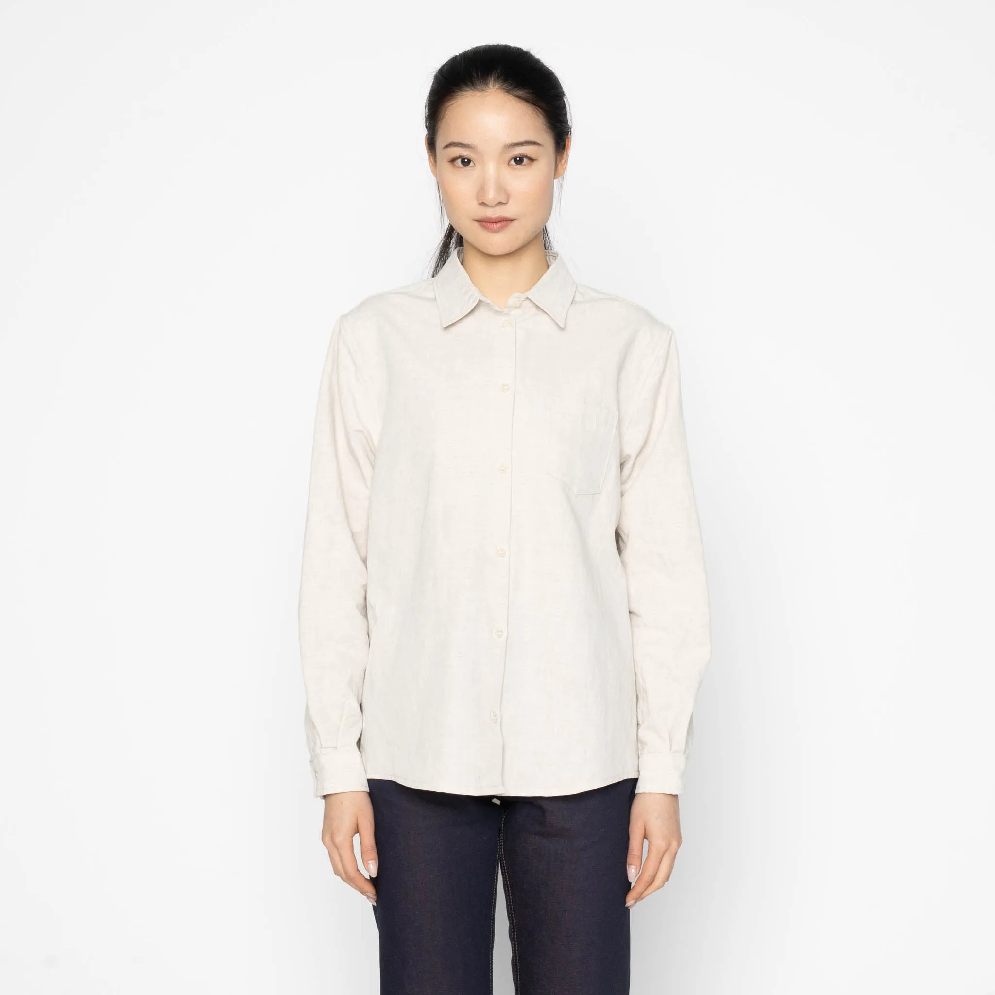 Judy Shirt - Linen Blend Denim - Ecru sold by Tate + Yoko product image thumbnail 2