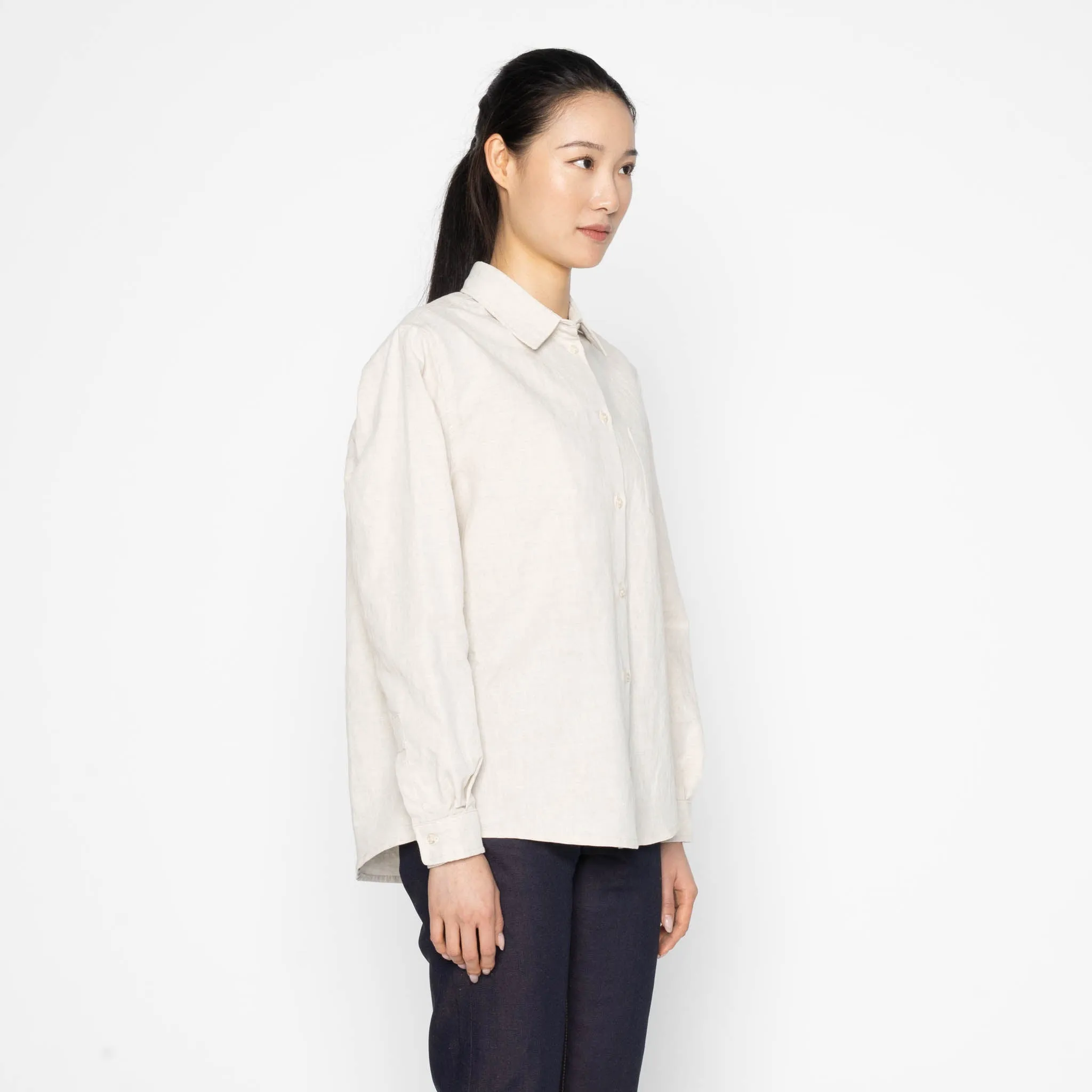 Judy Shirt - Linen Blend Denim - Ecru sold by Tate + Yoko product image thumbnail 3