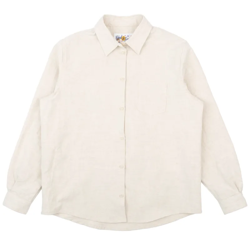 Judy Shirt - Linen Blend Denim - Ecru made by Naked & Famous Denim