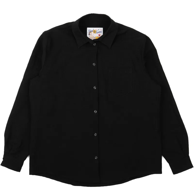 Judy Shirt - Linen Blend Denim - Black made by Naked & Famous Denim
