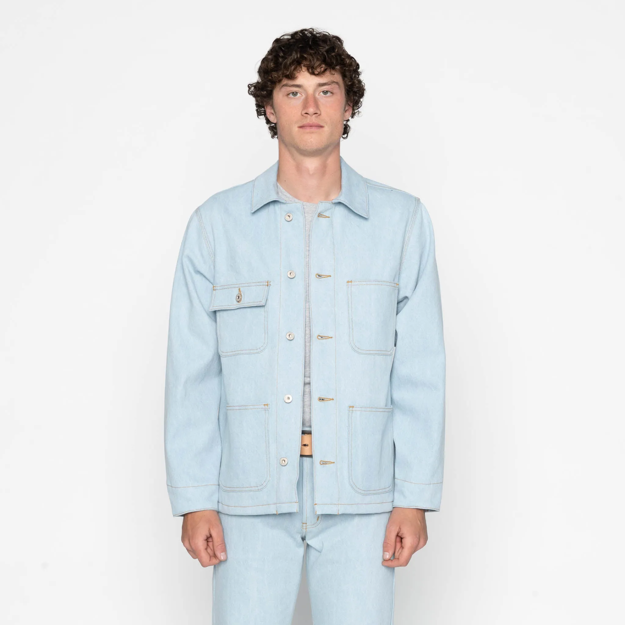 Chore Coat - Secret Agent Denim - Bleach Blue sold by Tate + Yoko product image thumbnail 2