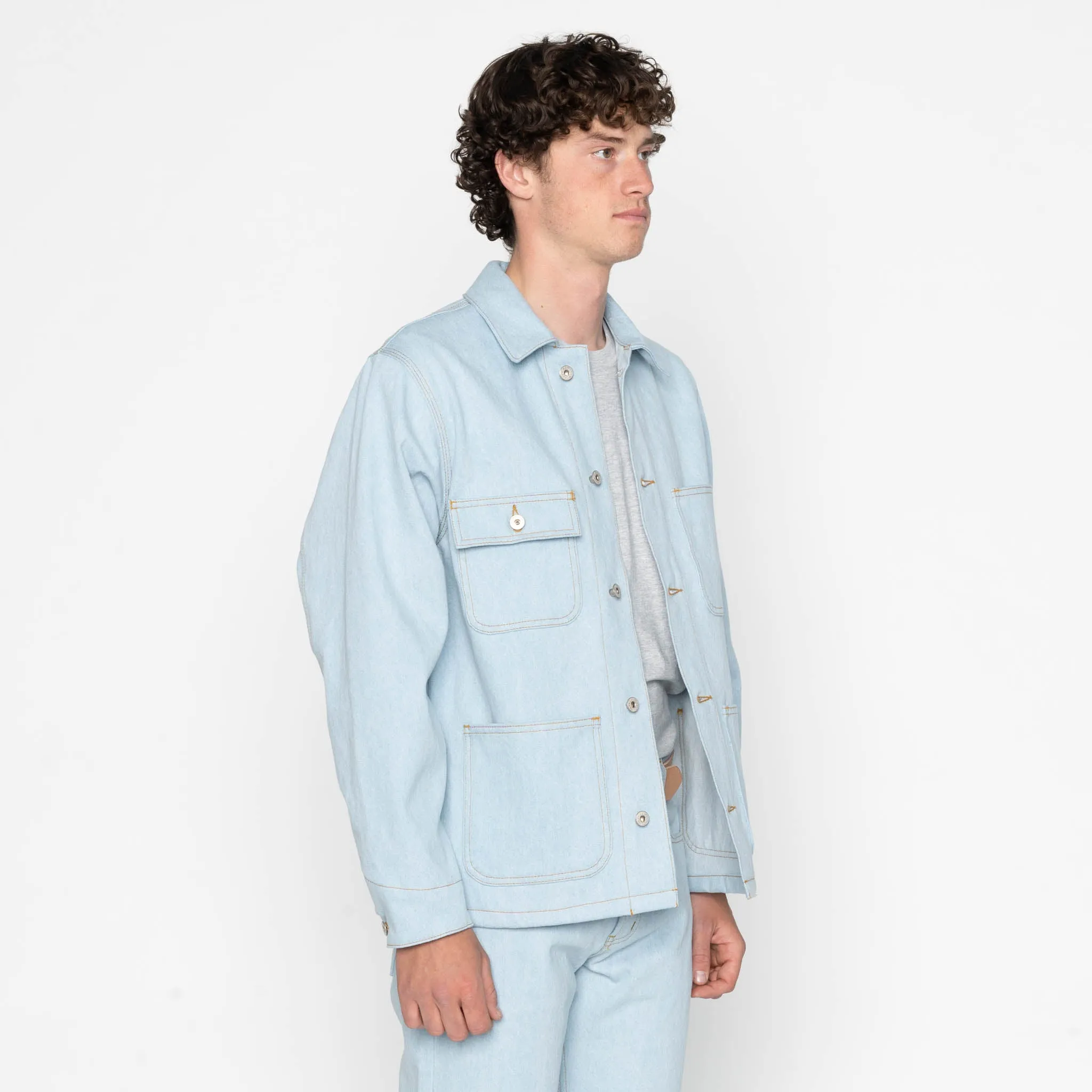 Chore Coat - Secret Agent Denim - Bleach Blue sold by Tate + Yoko product image thumbnail 3