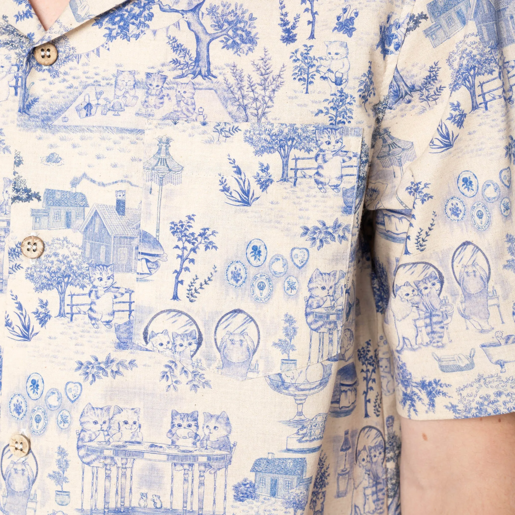 Aloha Shirt - Linen Cats - Blue sold by Tate + Yoko product image thumbnail 5