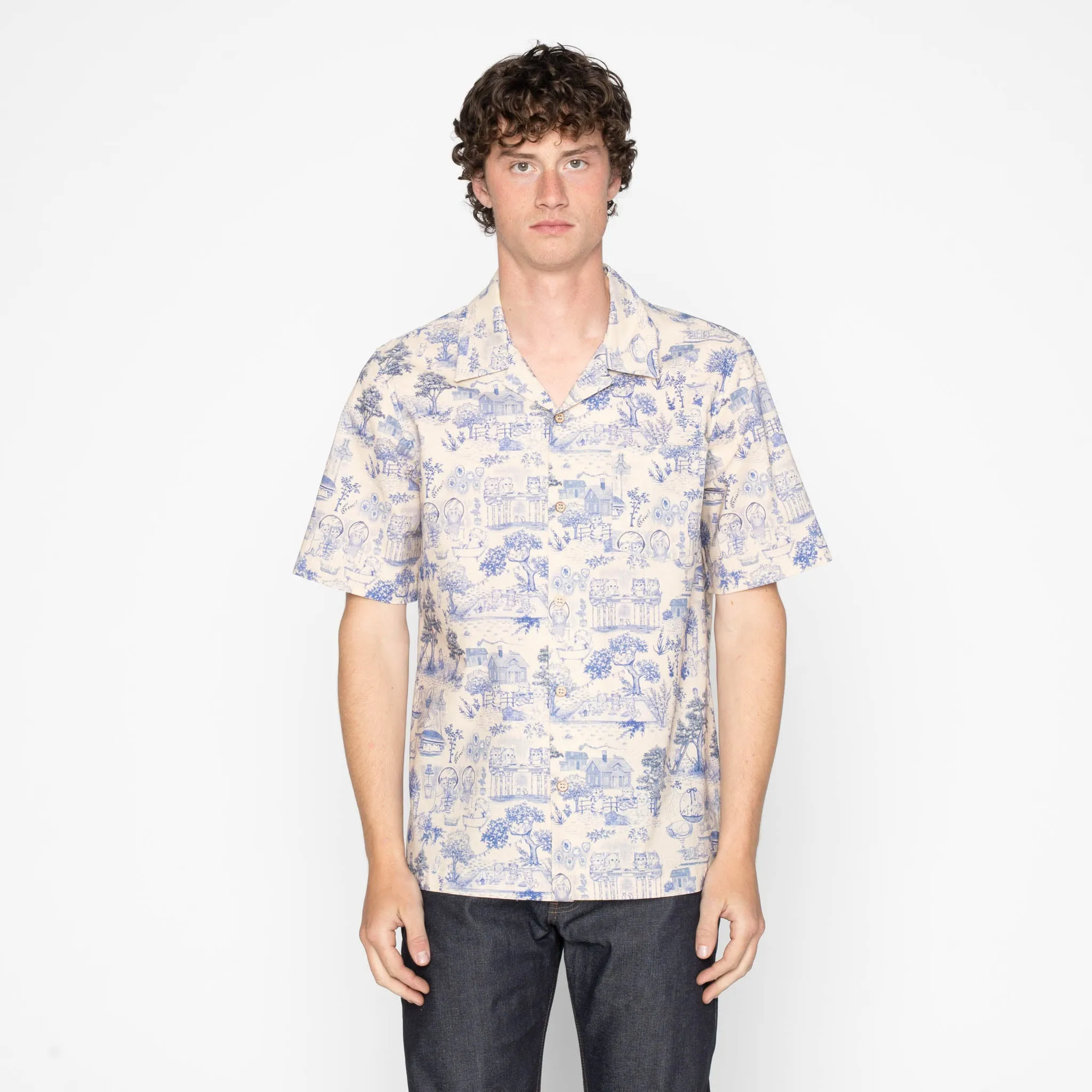 Aloha Shirt - Linen Cats - Blue sold by Tate + Yoko product image thumbnail 2