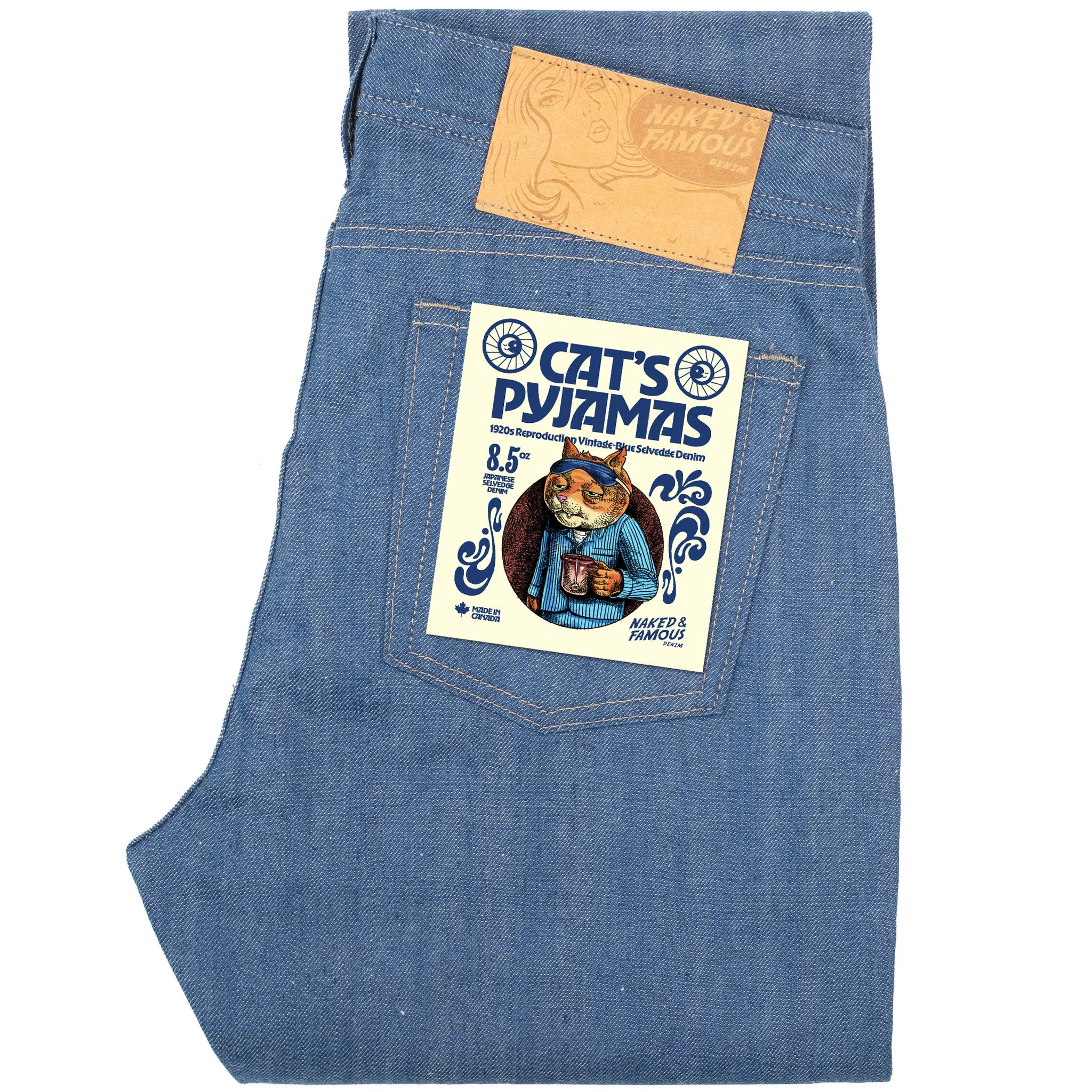 Weird Guy - The Cat’s Pyjamas Selvedge - Blue sold by Tate + Yoko
