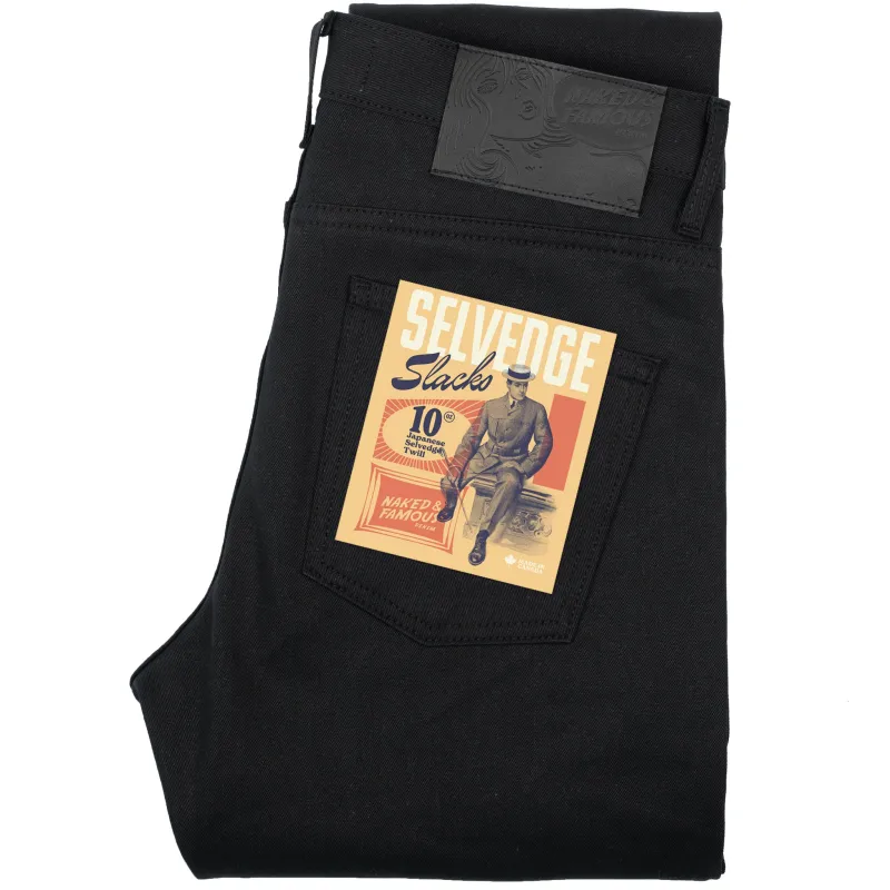 Super Guy -  Selvedge Slacks Black made by Naked & Famous Denim