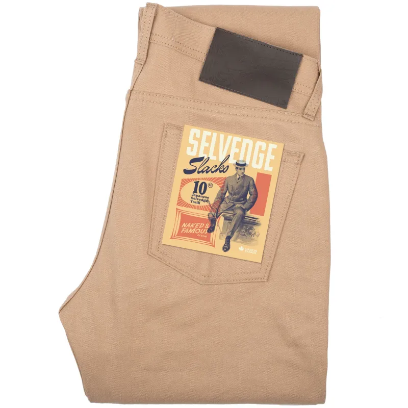 Weird Guy - Selvedge Slacks Beige made by Naked & Famous Denim