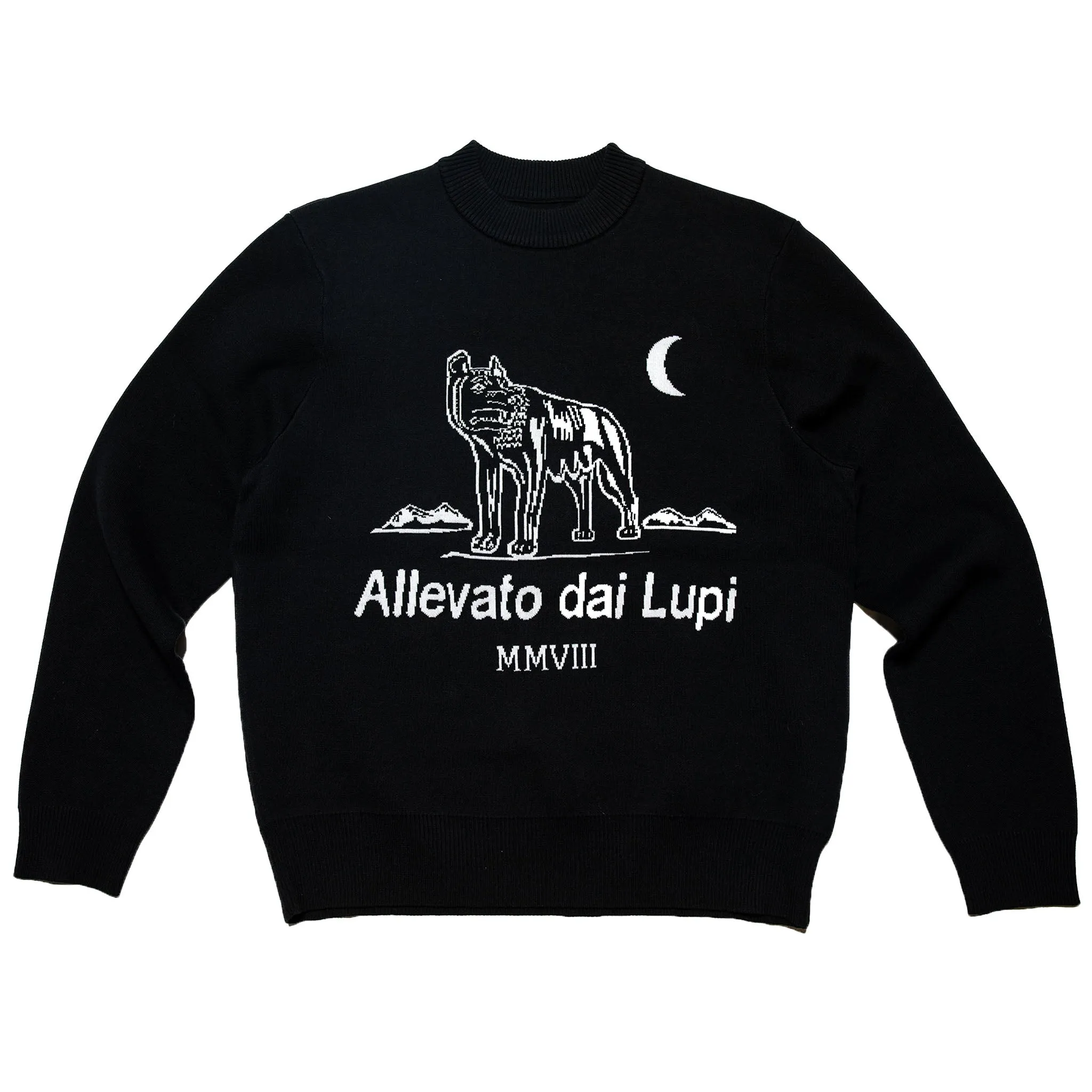 Intarsia knit Slub Sweater - Black sold by Tate + Yoko