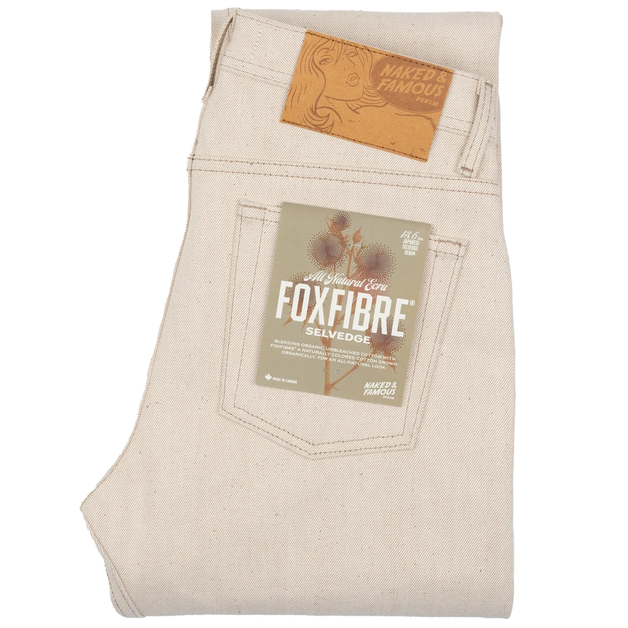 Weird Guy - All Natural Ecru Foxfibre® Selvedge sold by Tate + Yoko