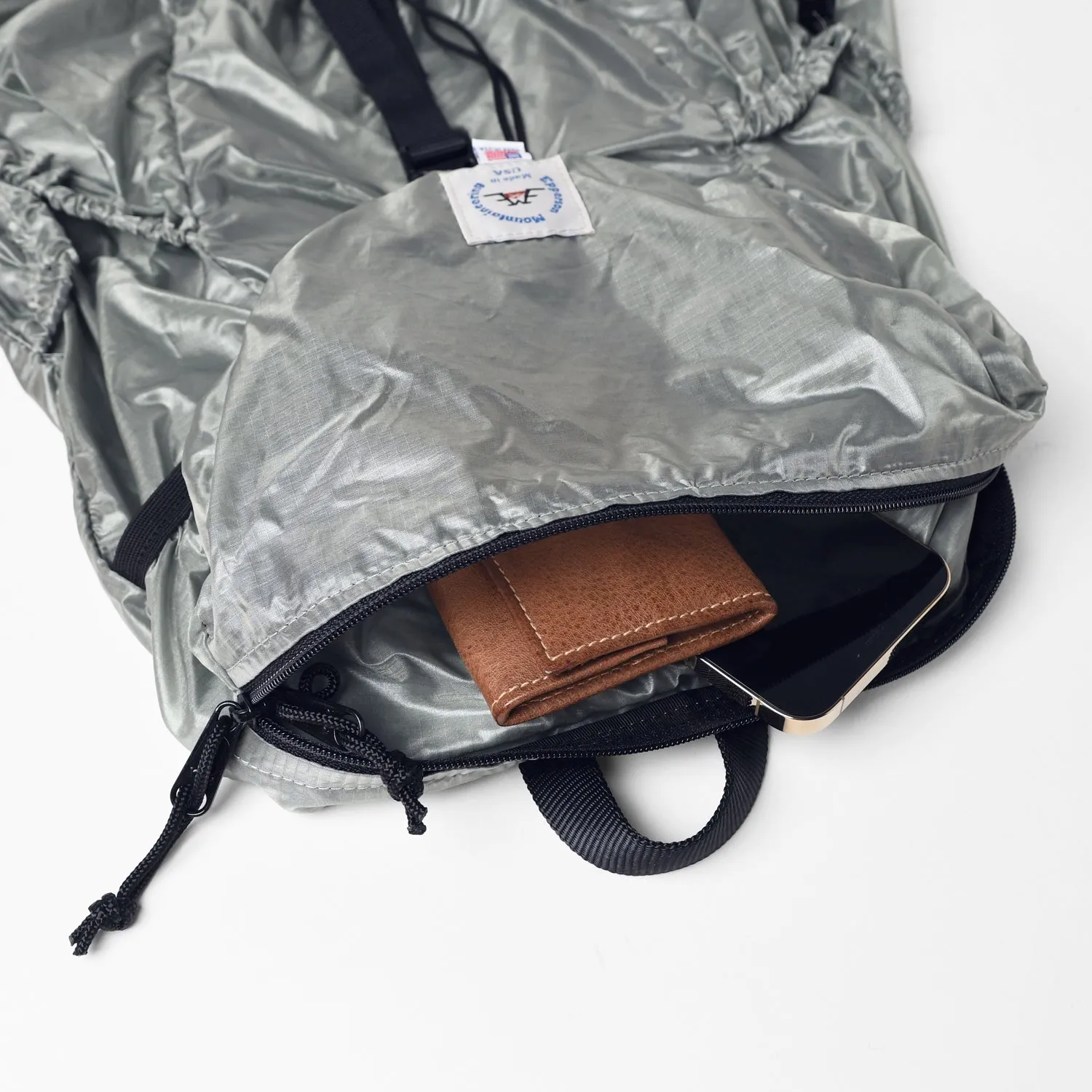 Packable Back Pack - 1.1oz Parachute Nylon Silver sold by Tate + Yoko product image thumbnail 5