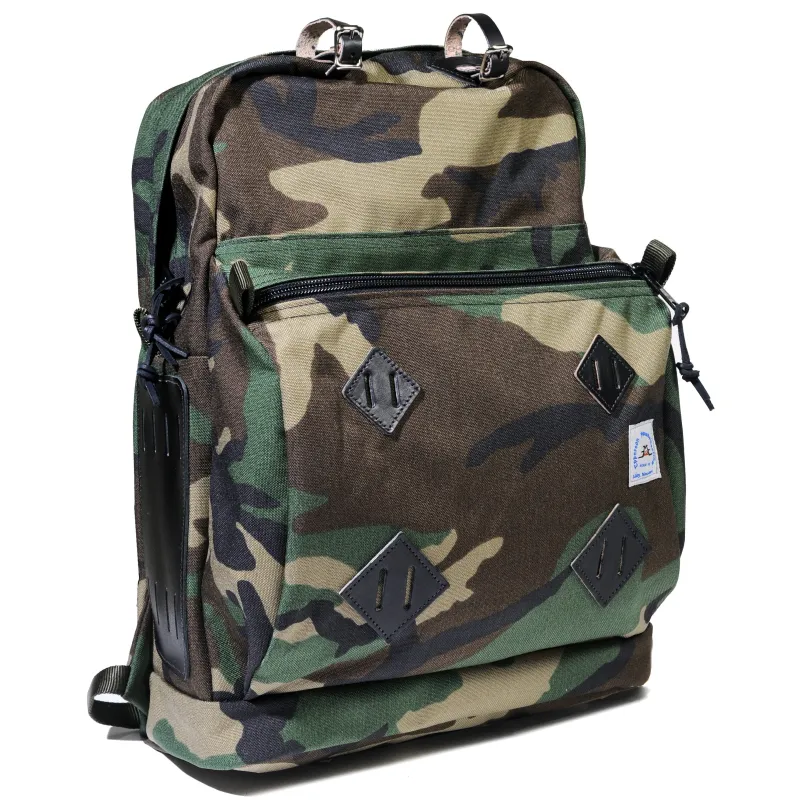 Day Pack - Mil-Spec Woodland Camo with Black Leather Patch sold by Tate + Yoko