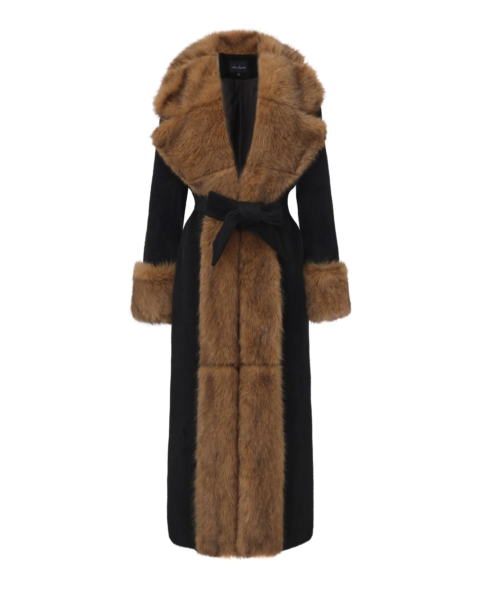 Adriana Faux Fur Coat (Black & Brown) sold by Nana Jacqueline