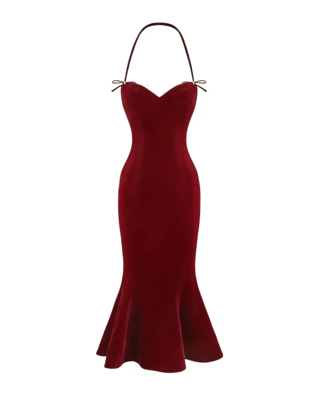 Althea Velvet Maxi Dress (Red) sold by Nana Jacqueline