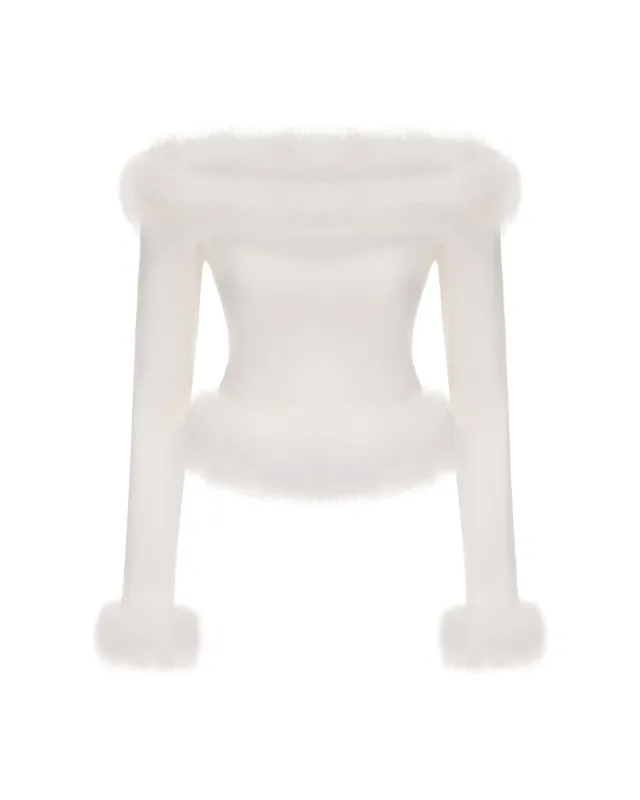 Viola Feather Top (White) sold by Nana Jacqueline