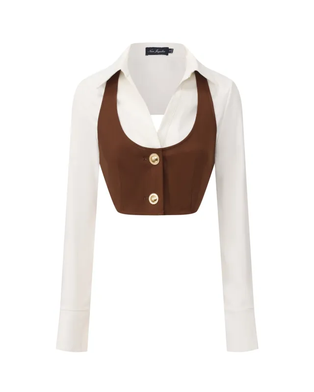 Celine Top (Brown & White) sold by Nana Jacqueline