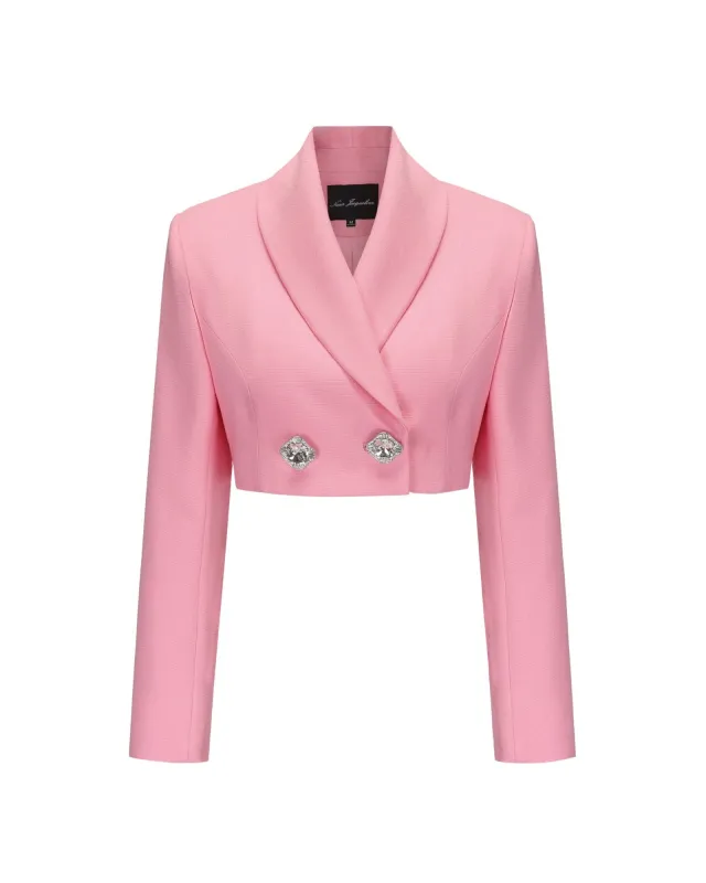 Veronica Crop Blazer (Pink) made by Nana Jacqueline