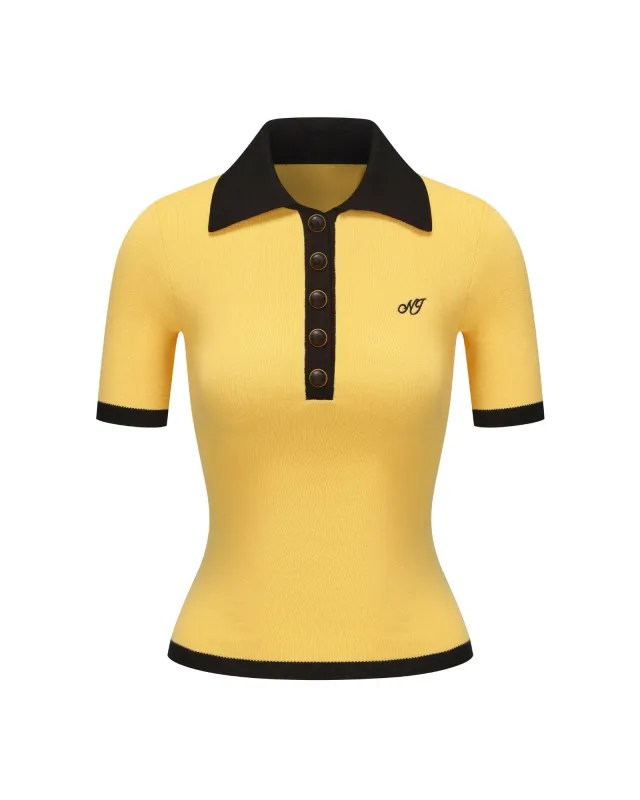 Hazel Polo Top (Yellow) sold by Nana Jacqueline
