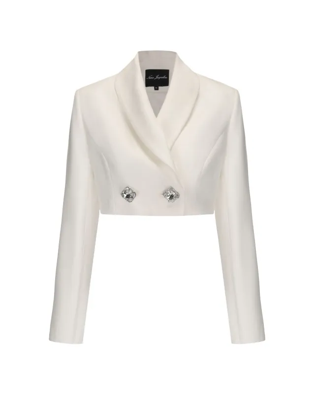Veronica Crop Blazer (White) made by Nana Jacqueline