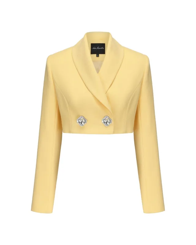 Veronica Crop Blazer (Yellow) made by Nana Jacqueline