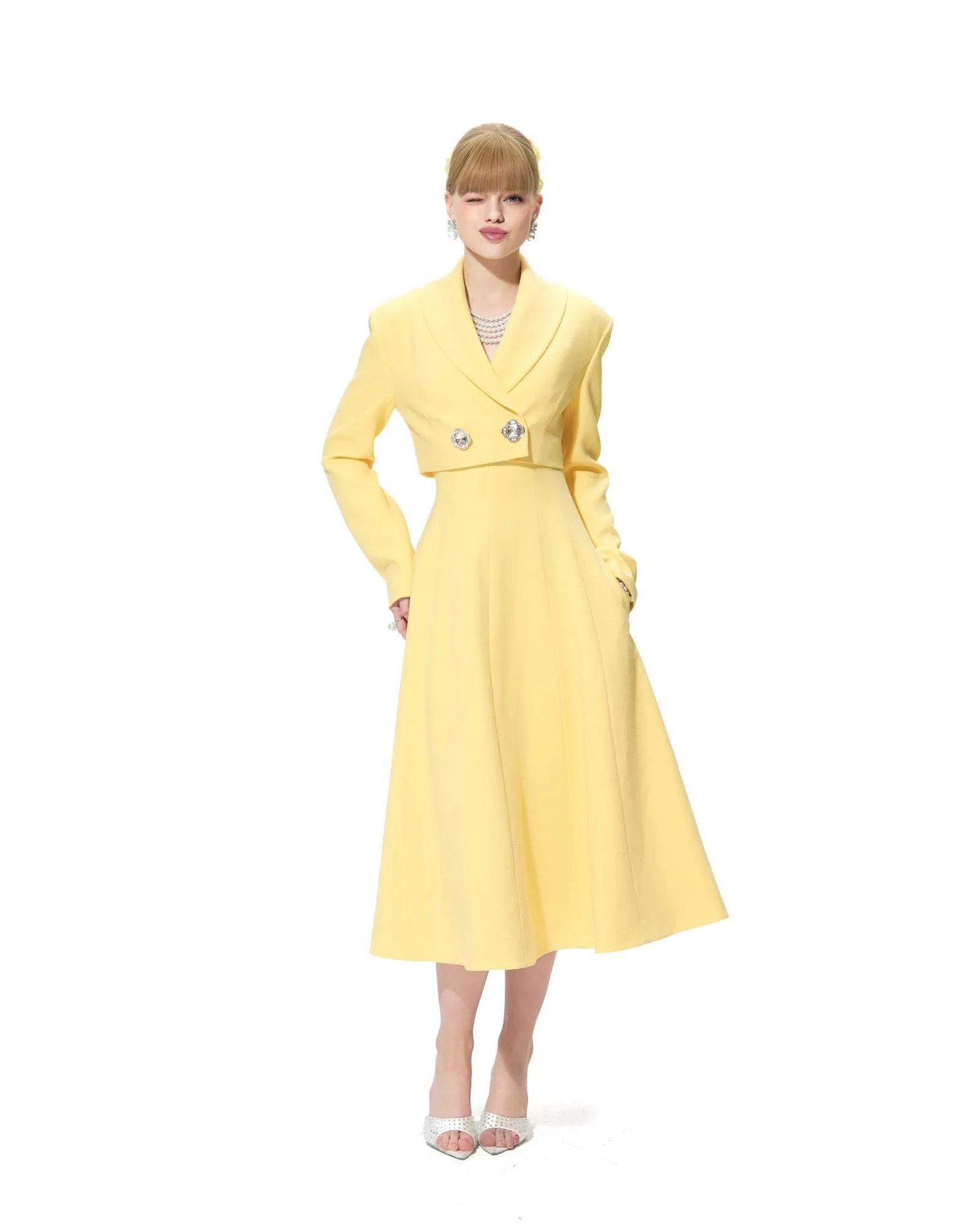 Veronica Crop Blazer (Yellow) sold by Nana Jacqueline product image thumbnail 2