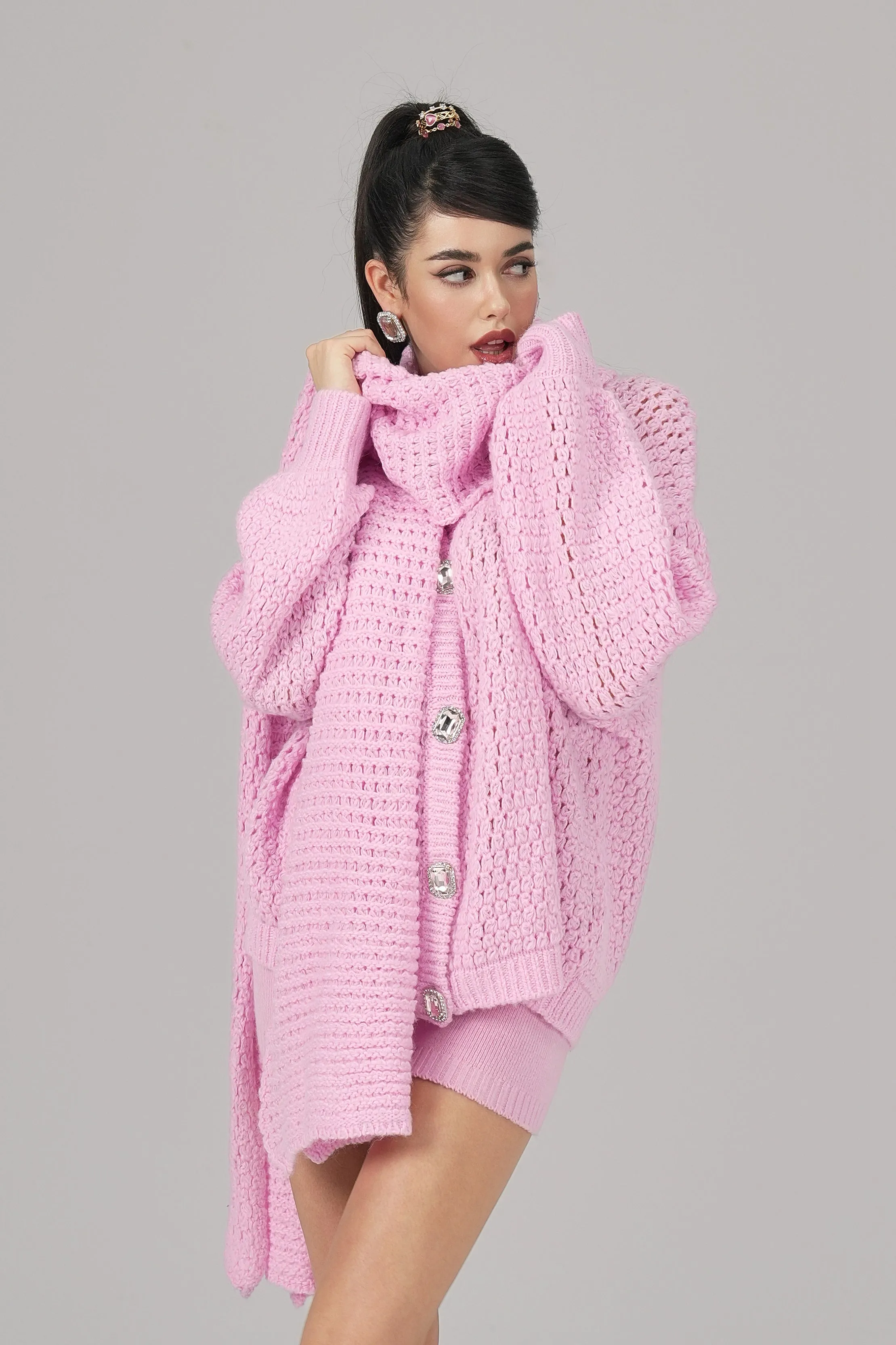 Alexis Cardigan + Scarf Set (Pink) (Final Sale) sold by Nana Jacqueline product image thumbnail 5